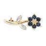 14K Yellow Gold Sapphire & Diamond Brooch