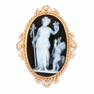 14K Gold Carved Onyx Cameo Brooch