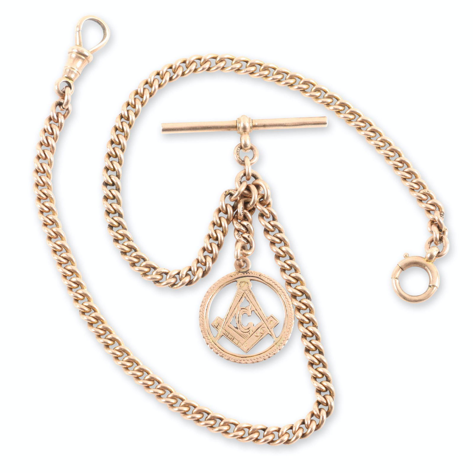 9K Gold Double Albert Pocket Watch Chain (1 of 9)
