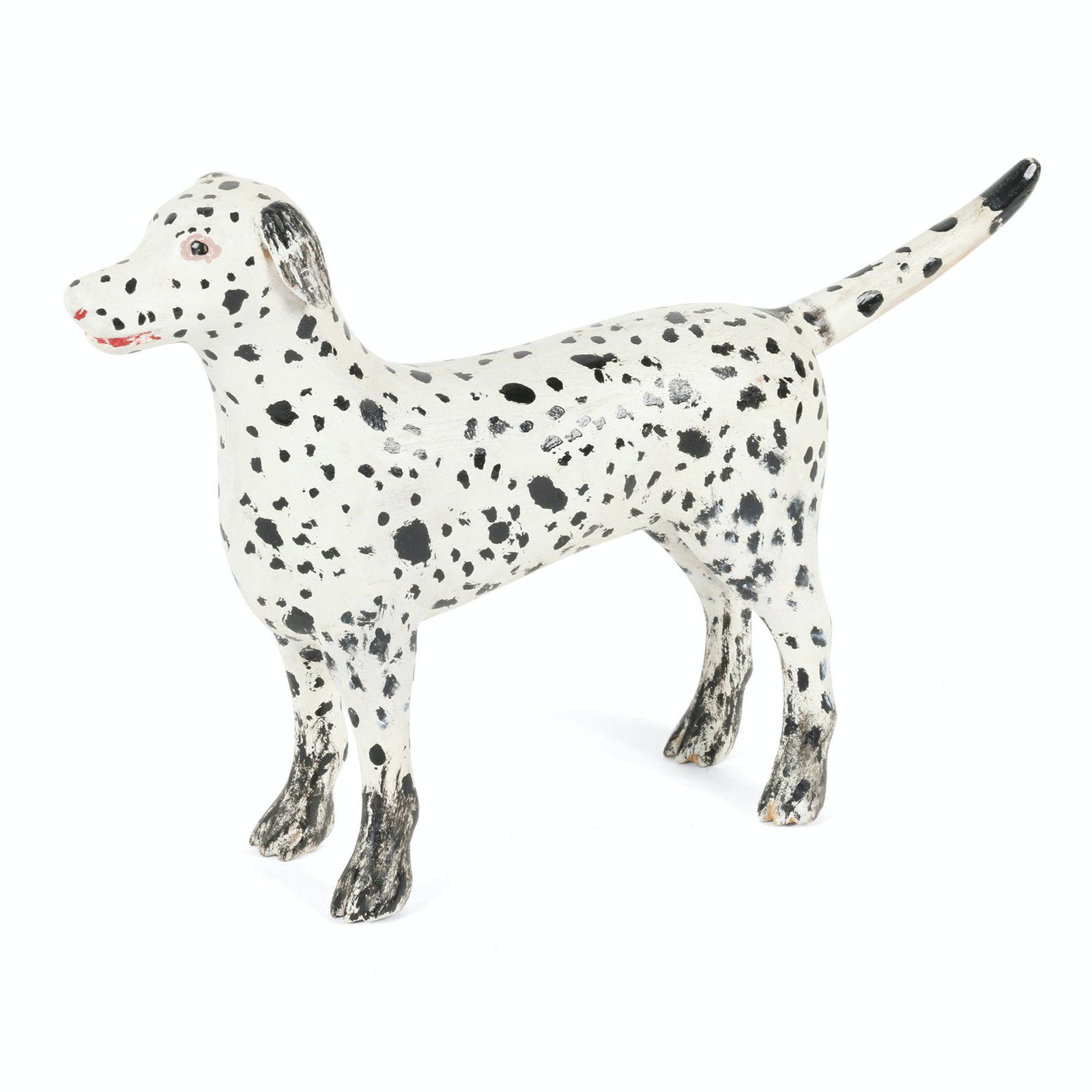 Wilfred Richard - Dalmation Folk Art Carving: Canadian. 1950s. Wood. Wilfred Richard (1894 - 1996), widely regarded as one of the prominent carvers of the noted Richard family from Quebec. Wooden folk art Dalmation in polychome paint. 14" long. J