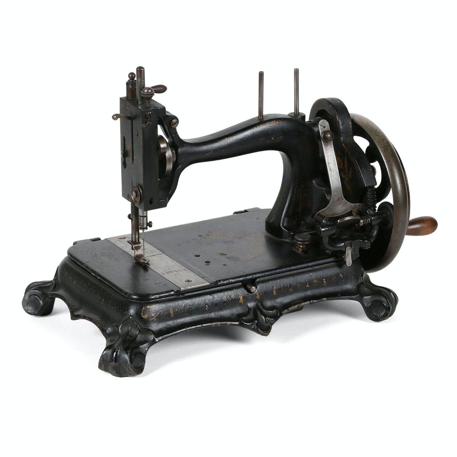 Atlas Model "B" Sewing Machine: German. 16” x 8.75” x 10”H The Atlas B was made in Brunswick, Germany for the Atlas Machine Company, Camden Town, London. It is a hand crank lock stitch machine complete with bobbin 