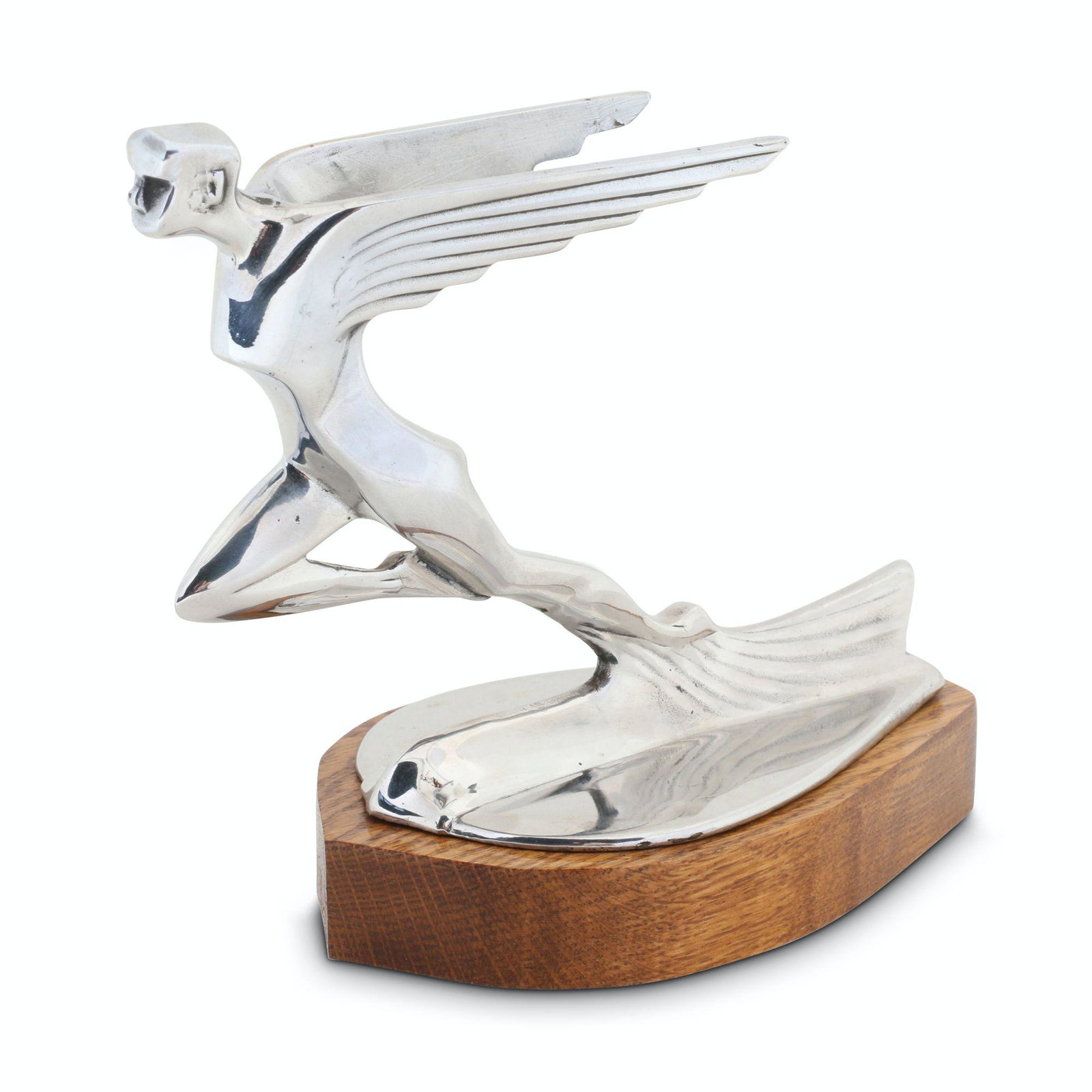 1931-32 Auburn Hood Ornament: American. 1931-32. Marked, "Auburn Automobile Co., Part # ?" 6" x 3" x 5". Surface is free of pitting. $400/600