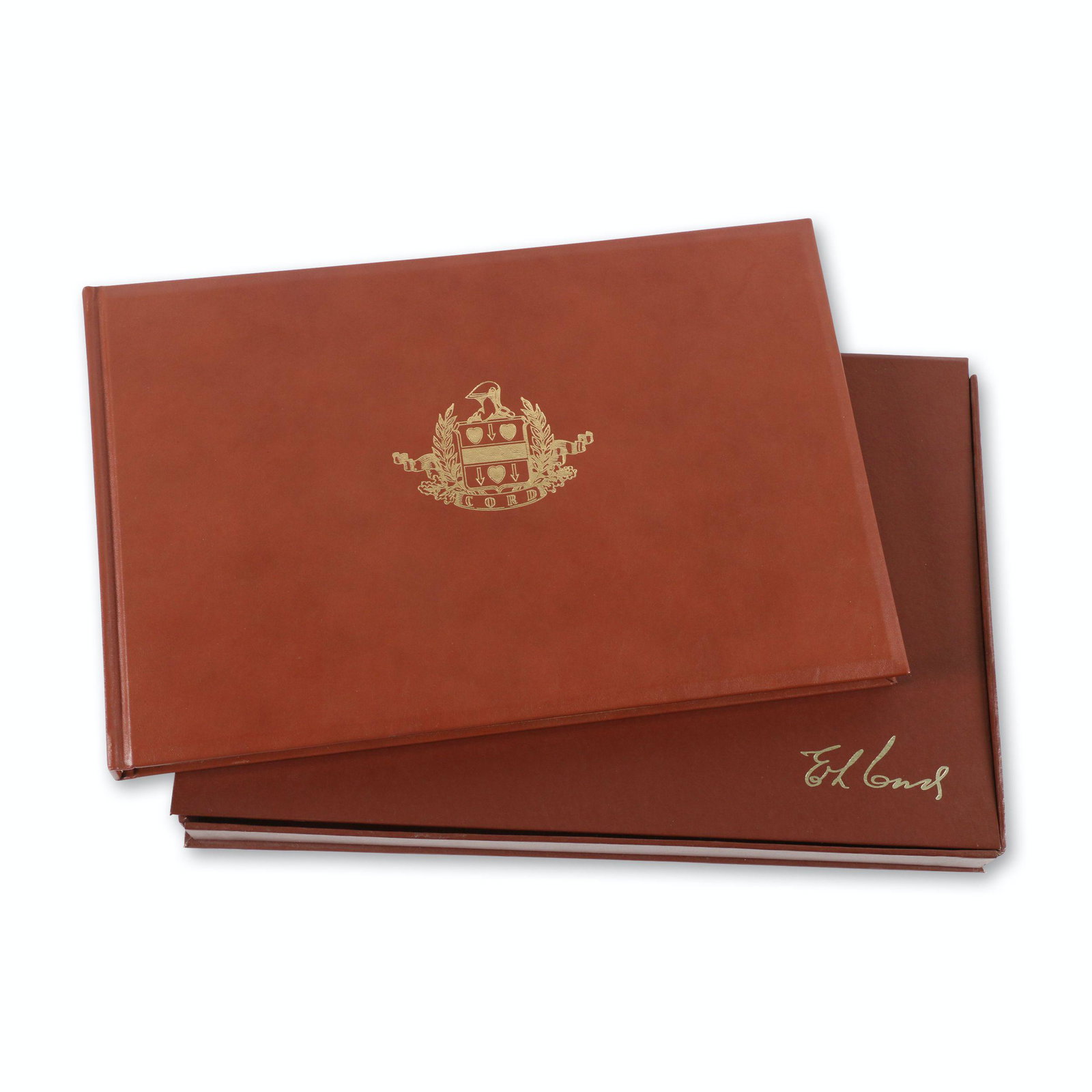 Errett Lobban Cord Automotive Quarterly Marquee Book: American. 1980s. Entitled, "Errett Lobban Cord: His empire, his motorcars : Auburn, Cord, Duesenberg" (An Automobile quarterly commemorative marque book).. 18" x 12" x 1.75". Includes original case. L