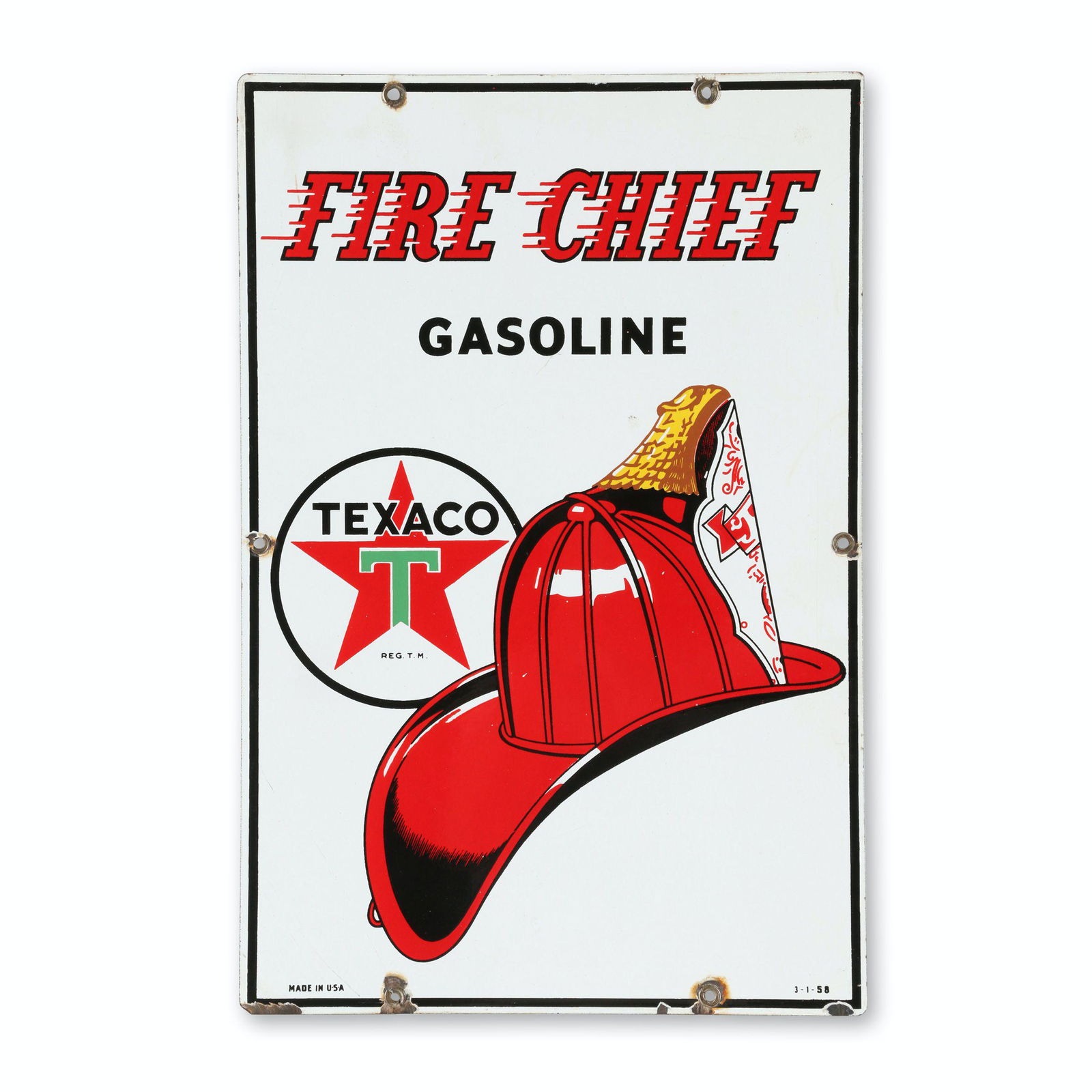 Texaco Fire Chief Porcelain Pump Sign (1 of 4)