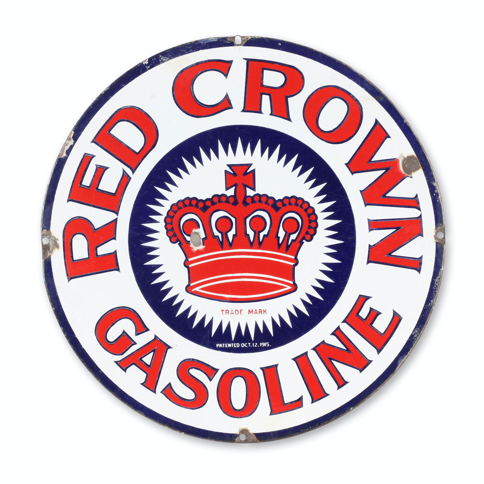 Red Crown Gasoline 24" Porcelain Sign (1 of 4)