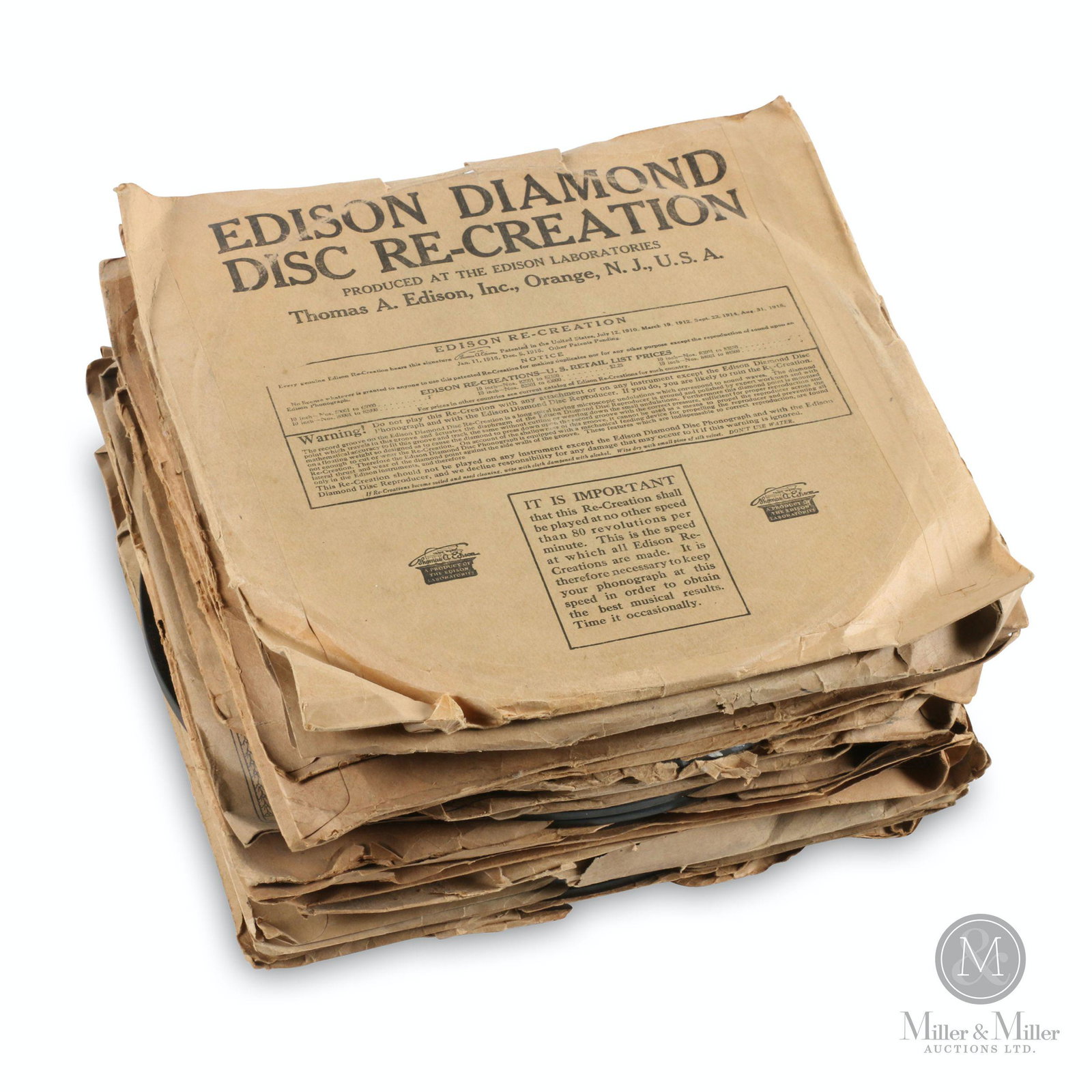 Assortment, Edison Diamond Disc Foxtrot Records: 18 (Eighteen). American. 1920s. 10" dia. Ken Vinen collection.