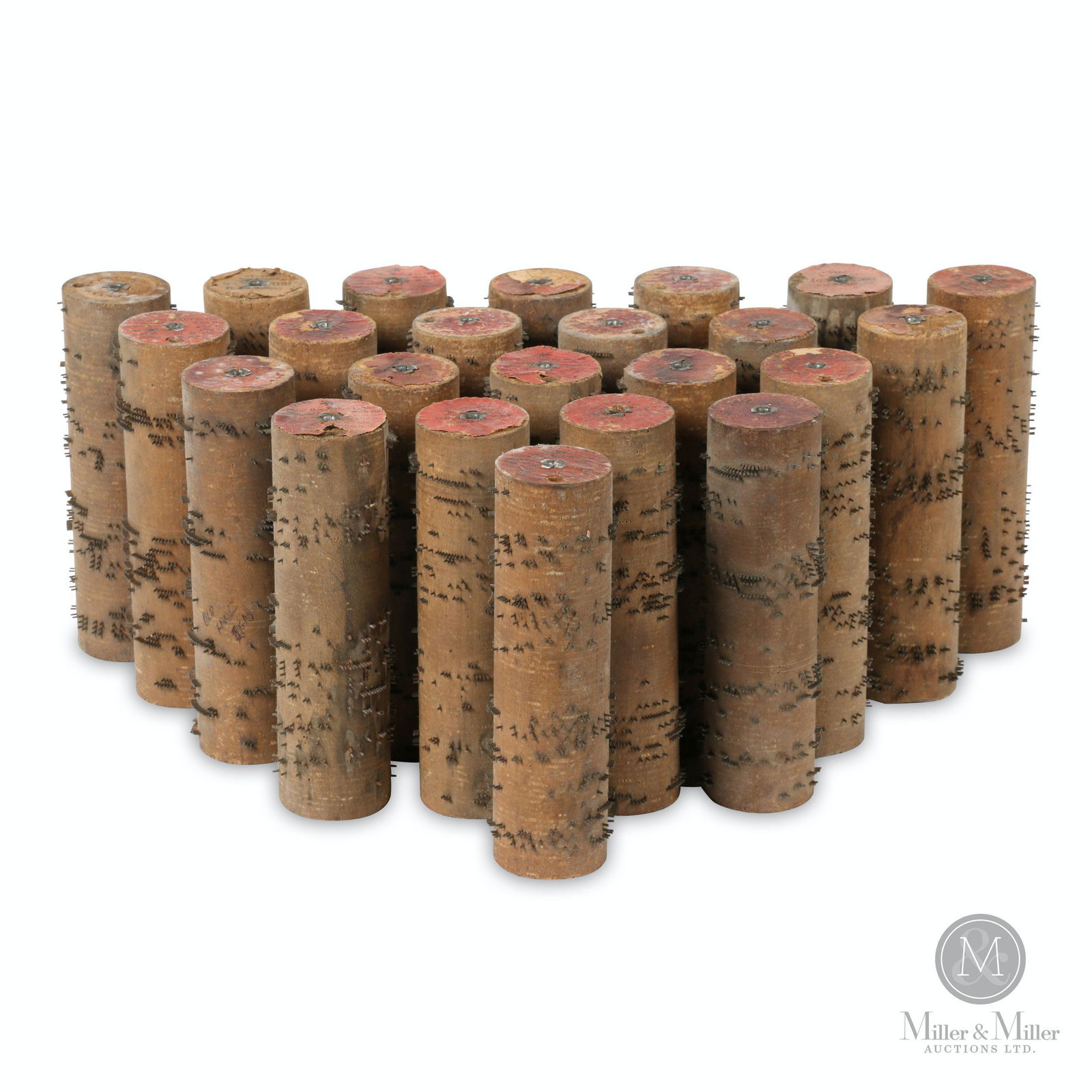 Assortment, Roller Organ Cobs: 23 (Twenty-three) American. 1900s. Each 6.5" (l). Ken Vinen collection.
