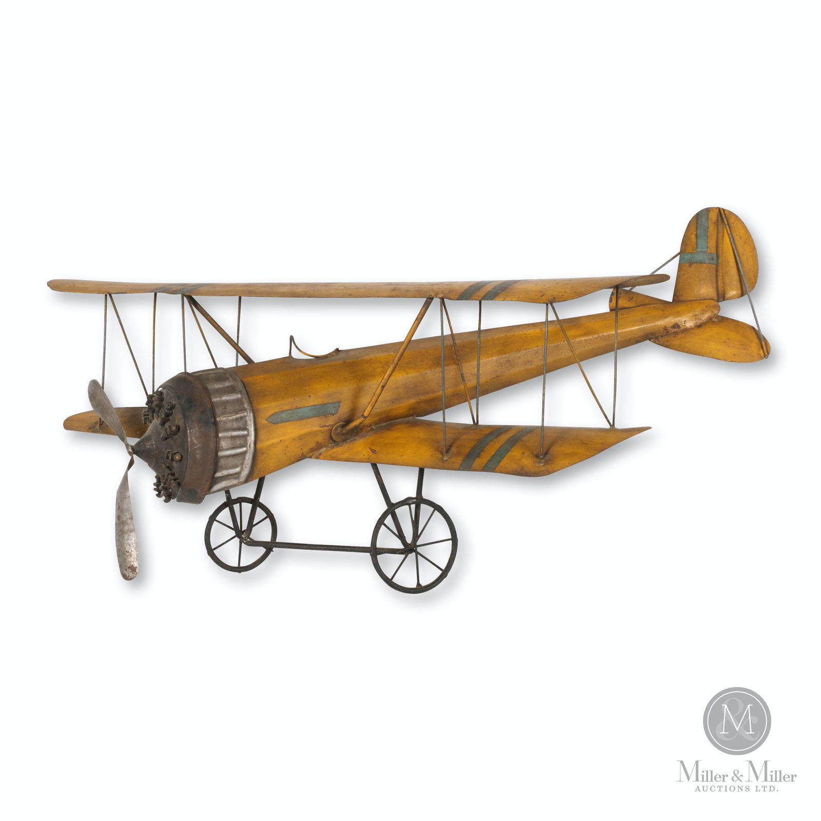 Painted Metal Bi Plane Wall Plaque (1 of 7)