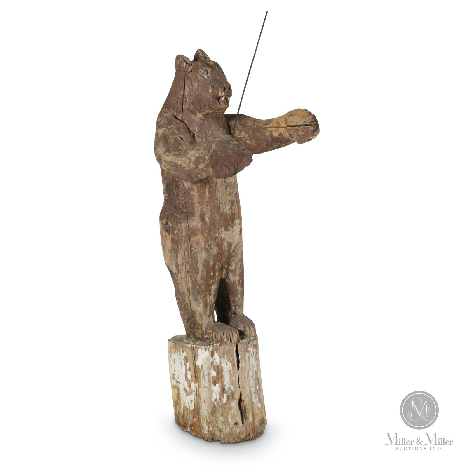 Folk Carved Bear: Canadian. 20th C. Weathered painted finish. 16 x 20 x 46.5". Brian Stead collection.