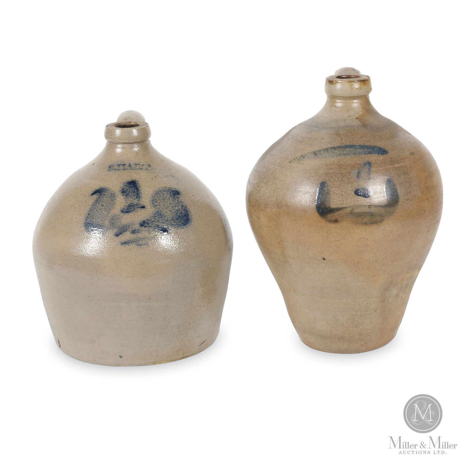 American Decorated Ovoid Stoneware Jugs (1 of 10)