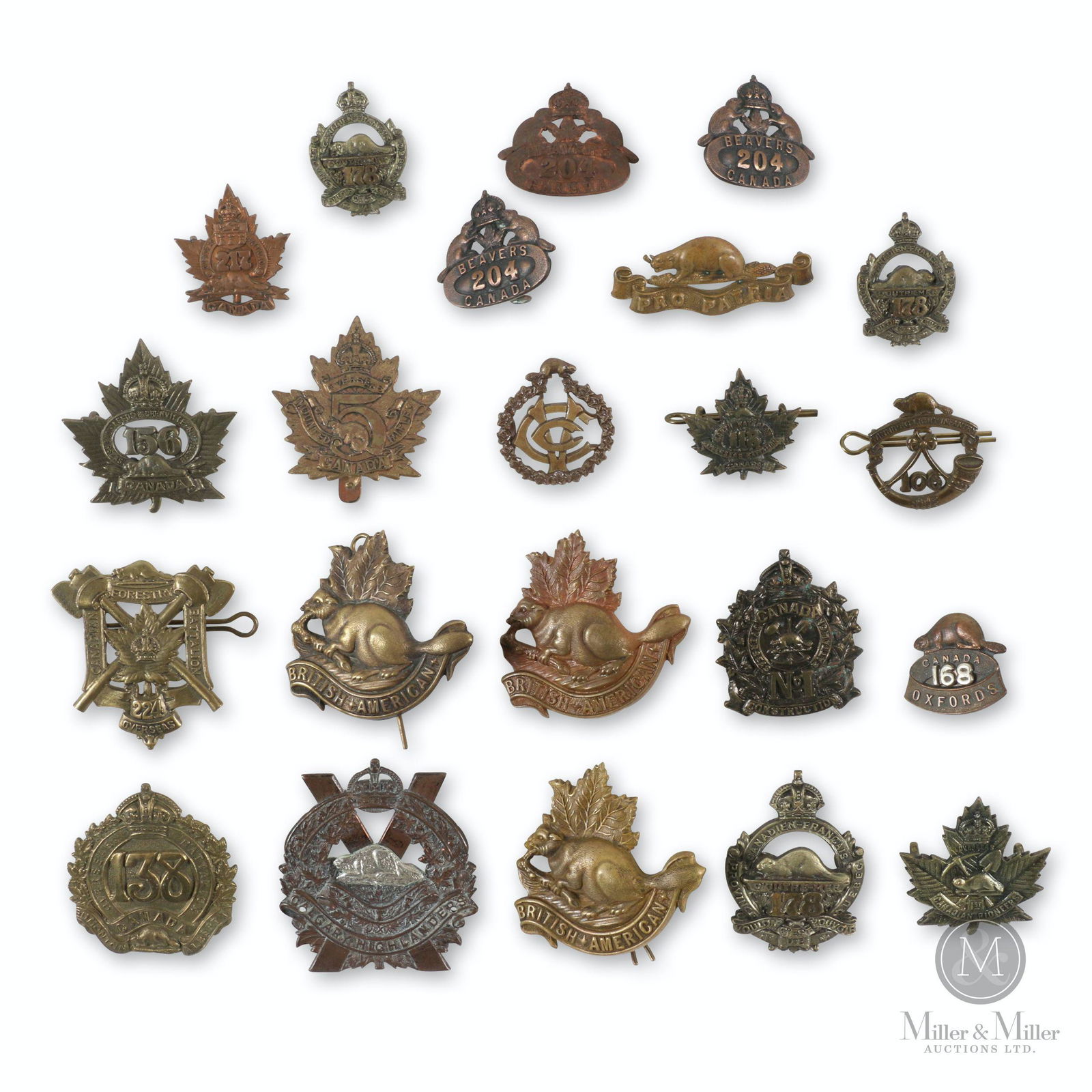Canadian WWI & WWII Regimental Cap & Collar Badges (1 of 6)