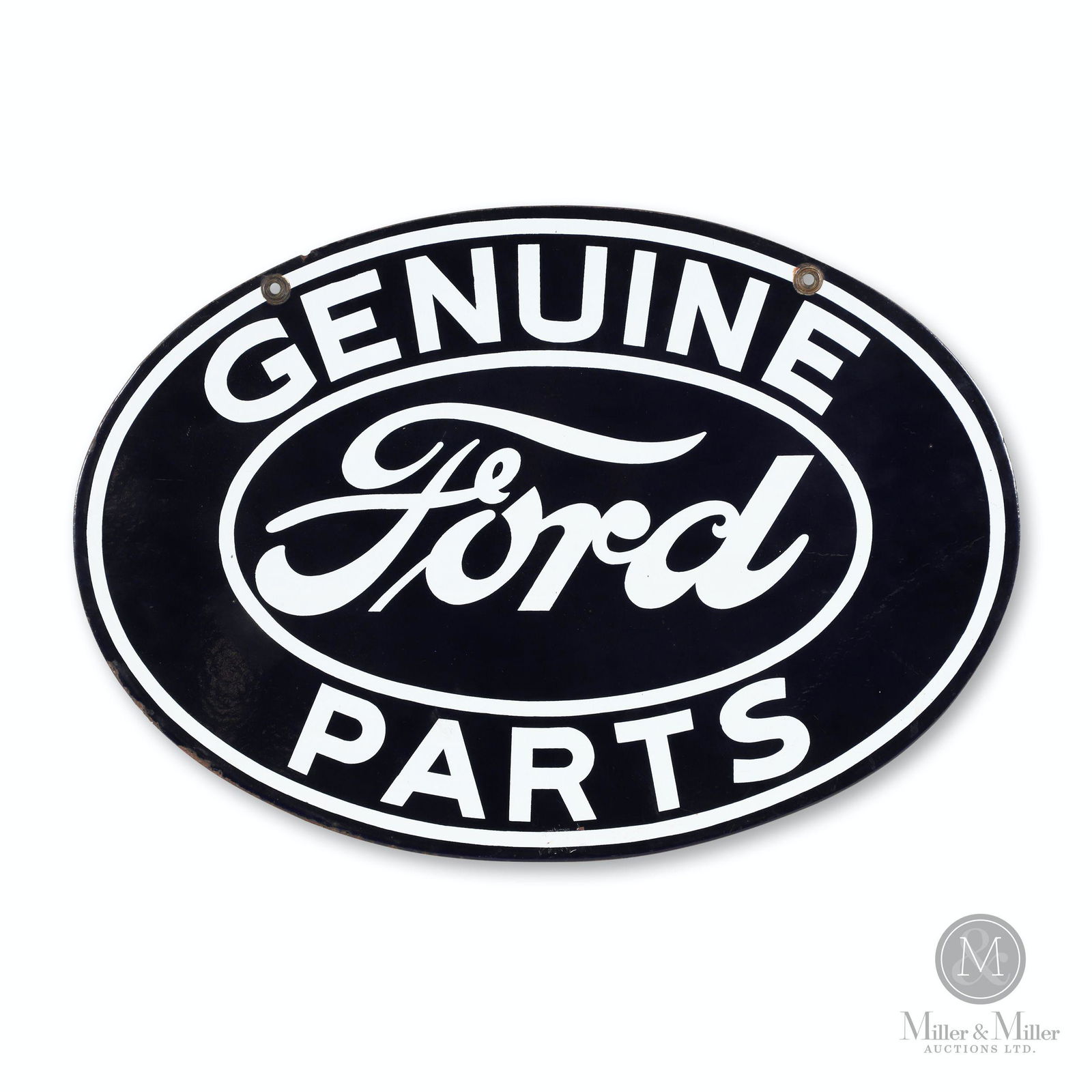 Ford Dealer Oval Porcelain Sign: Canadian. 1950s. 2-sided porcelain. 24 x 16.75". CODE:SIG