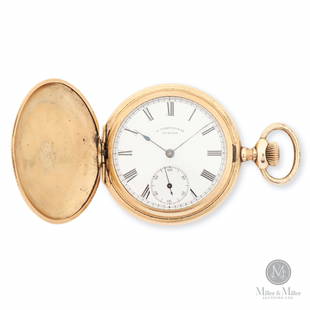 J. Pequegnat, Guelph Pocket Watch: Canadian. 1910s. Gold filled. Signed, "J. Pequegnat, Guelph" dial and movement. 42mm case (diam). Robert Russell Collection. CODE:POC