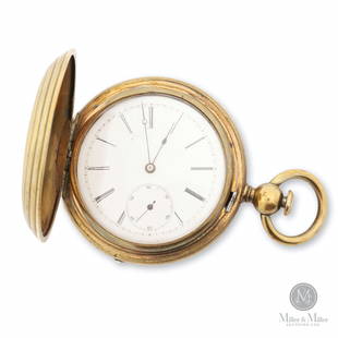 Early Pequegnat Bros. Keywind Pocket Watch: Canadian. 1890s. Brass. An early keywind example of a Pequegnat branded pocket watch. Movement signed, "Pequegnat Bros No. 305997". 18 size. Movement is loose within case. Robert Russell Collection.