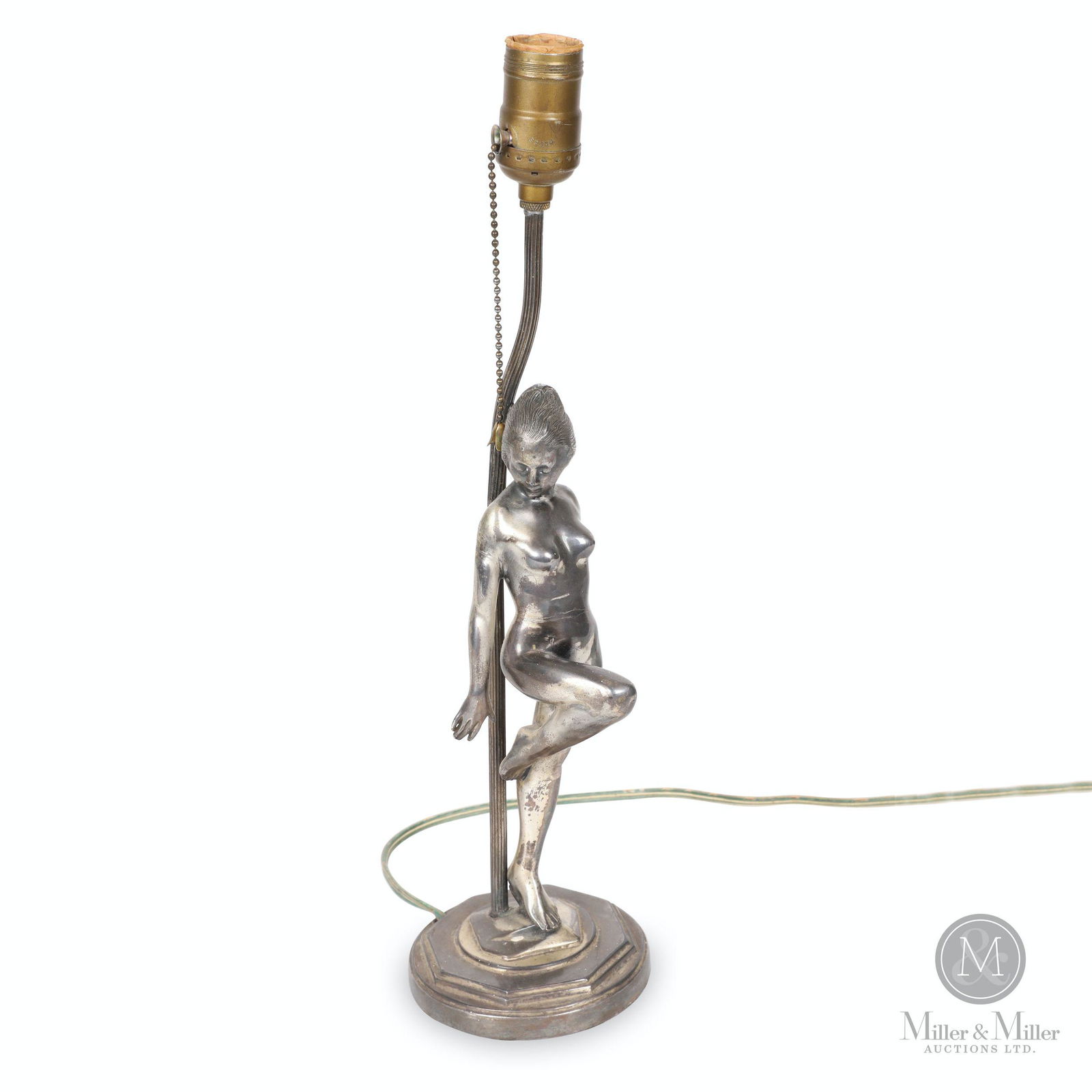 Art Deco Silver Plated Lady Desk Lamp (1 of 7)