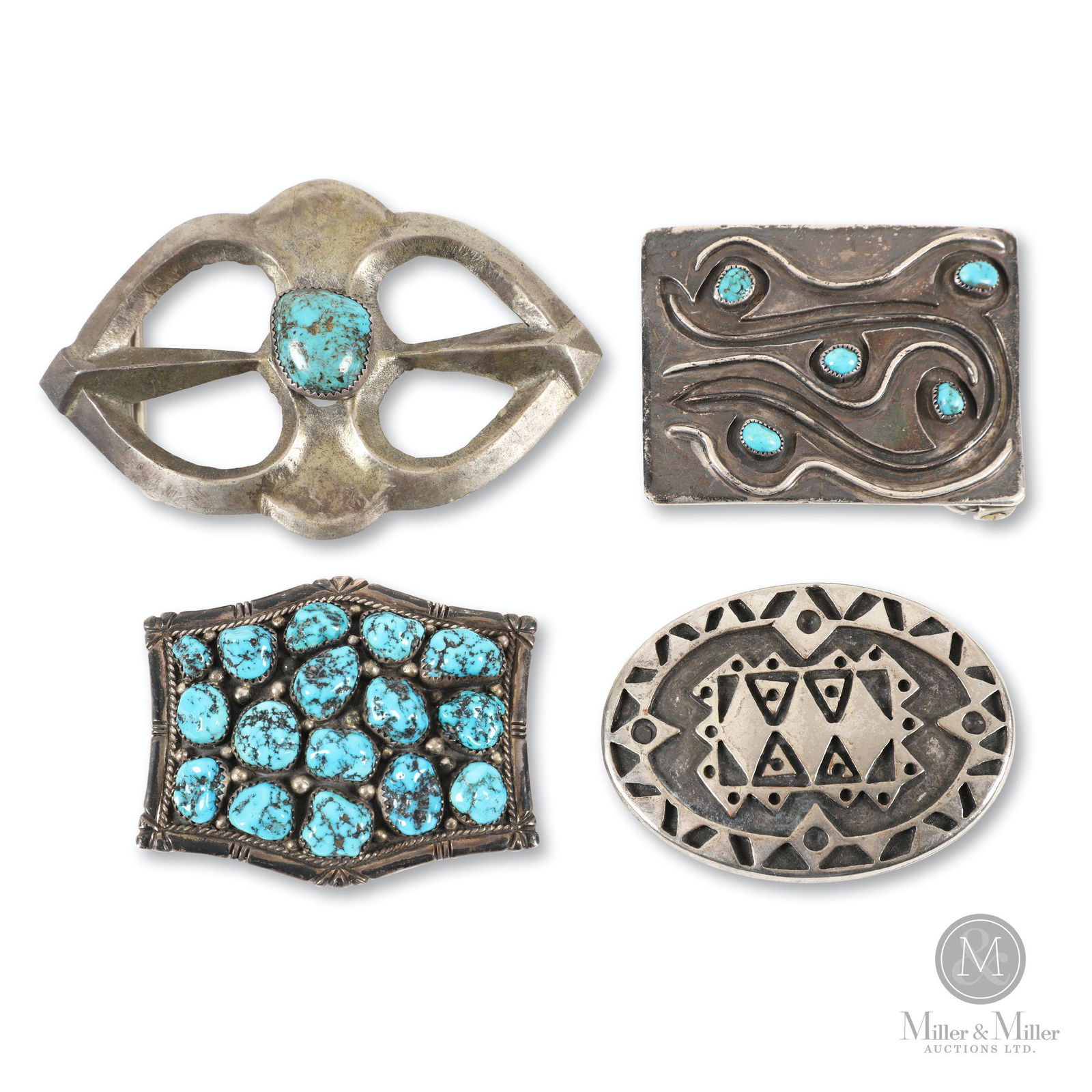 Navajo Sterling Silver & Turquoise Belt Buckles (1 of 5)