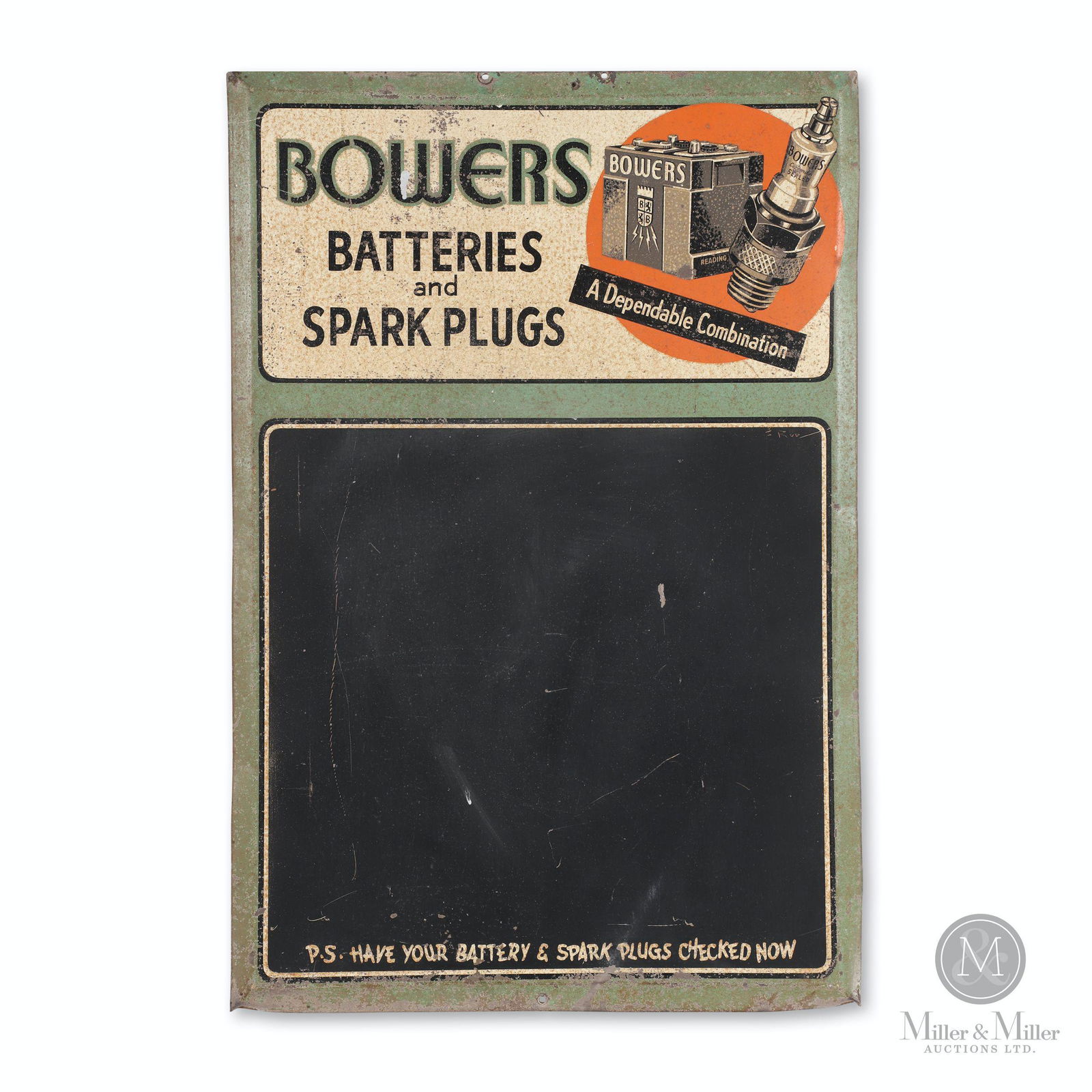 Bowers Batteries & Spark Plugs Tin Litho Chalkboard (1 of 7)