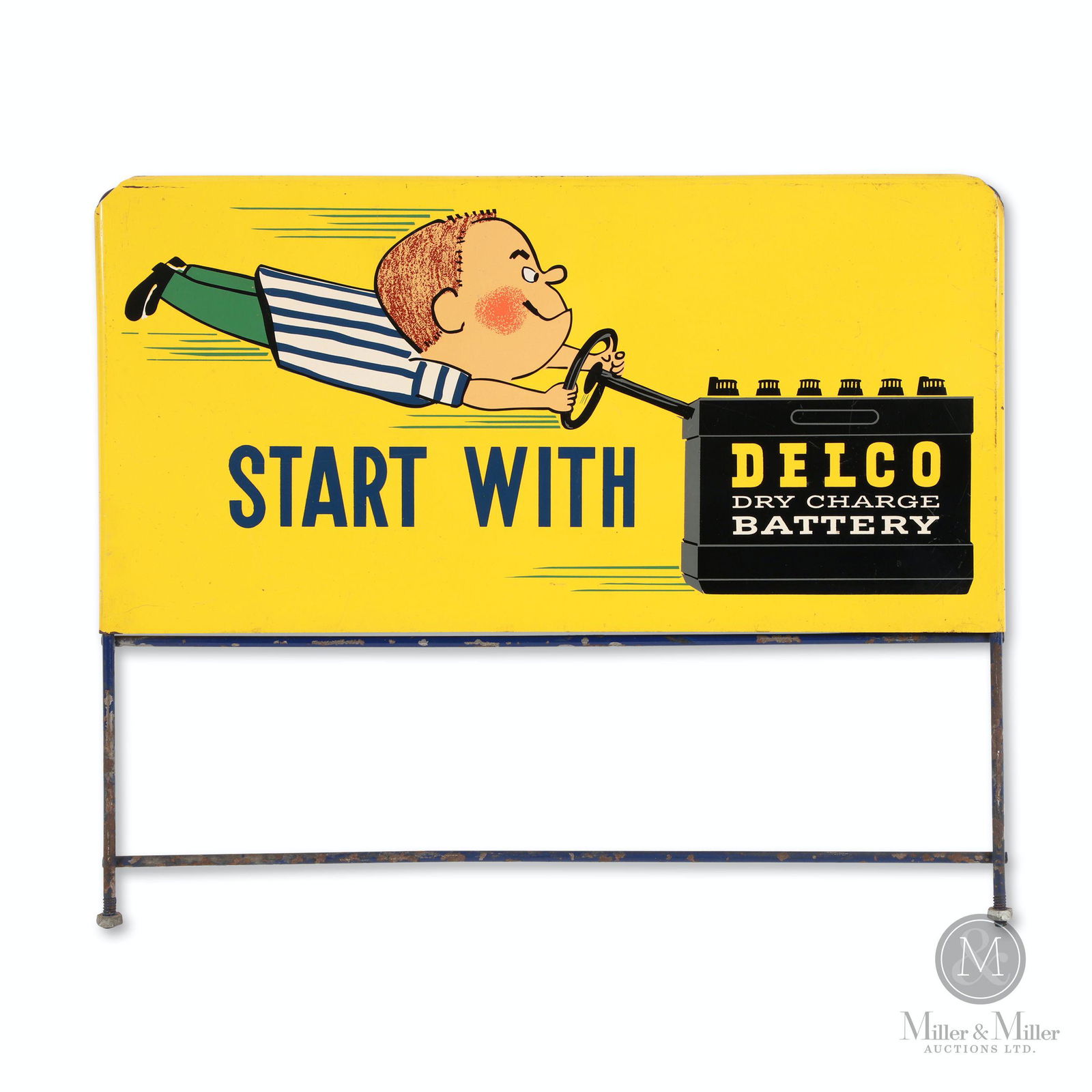 Delco Batteries "Freshie Boy" Tin Litho Rack Sign (1 of 7)