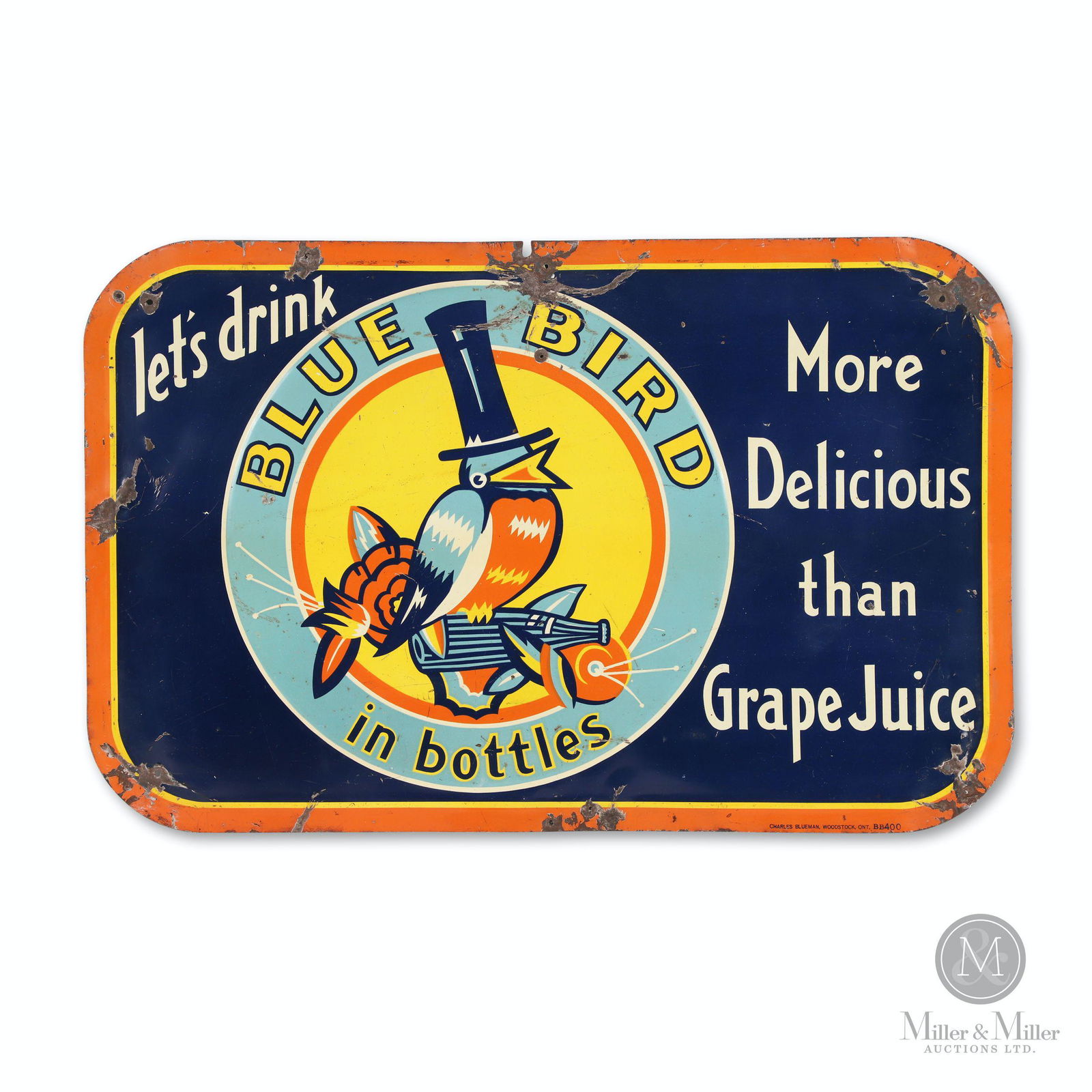 Blue Bird Soda Tin Litho Sign (1 of 8)