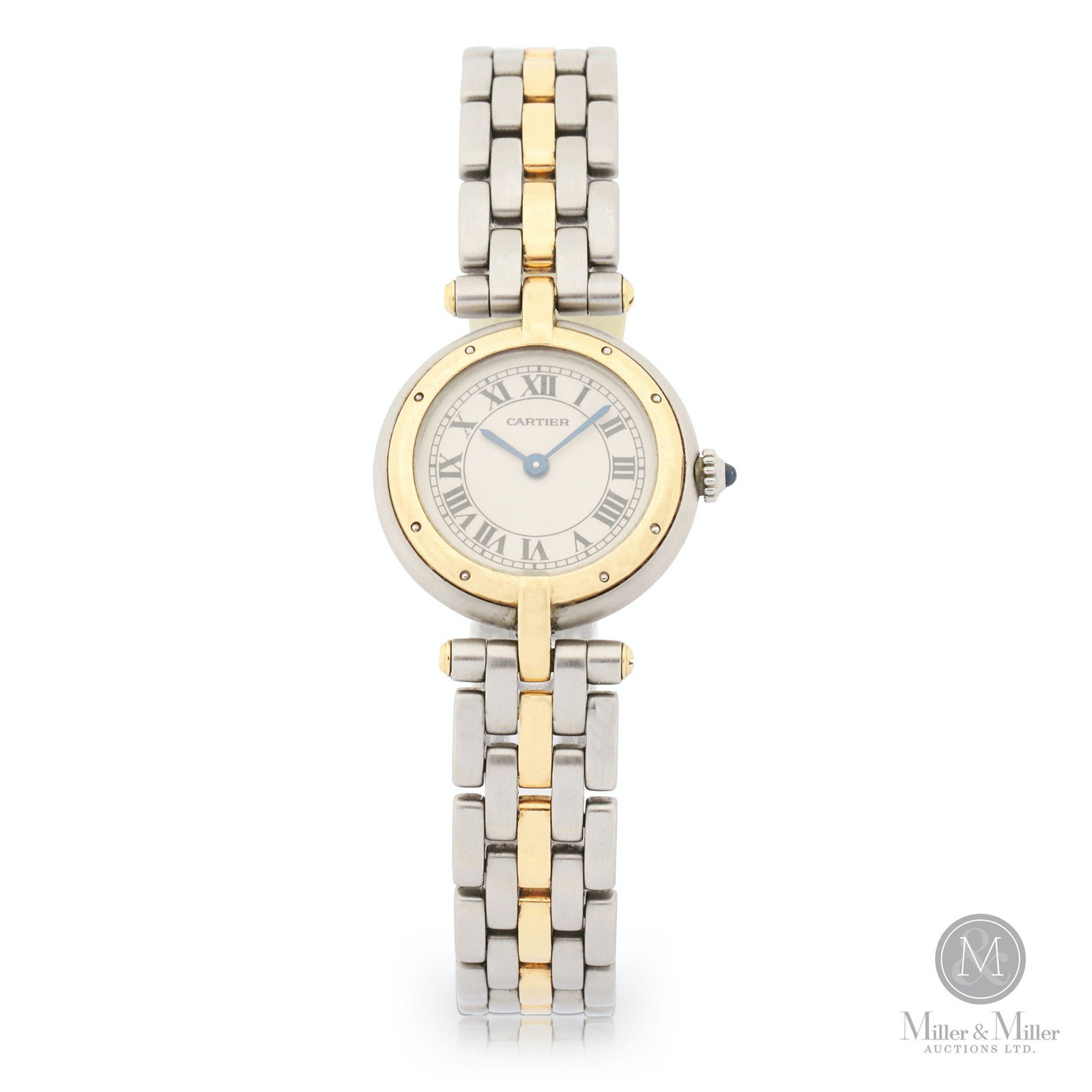 Cartier, Panthere 18K & Stainless: Swiss. 1990s. 18K gold and stainless steel case. Gross weight of assembled watch, 40.7g. Dial signed, "Cartier Swiss". Caseback marked, "Cartier Quartz Swiss Made Or et Acier 1057920 - 00269". Clasp m