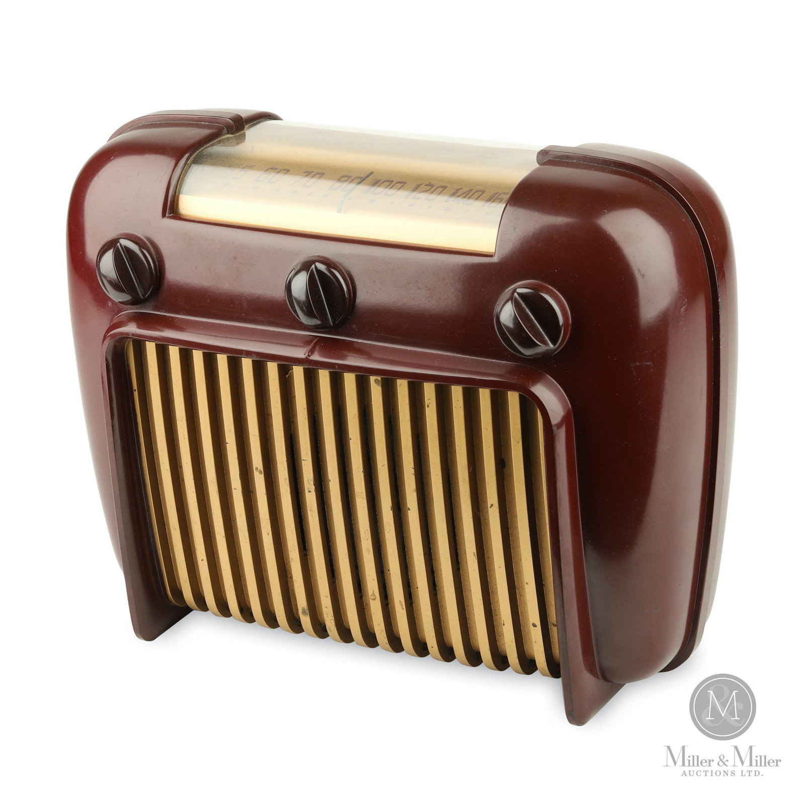 Crosley MD 56TL Radio: American. 1950s. Plastic. Tagged, "Crosley Corp Model 56 TD" underside. 8 1/2 x 10 1/2 x 5 1/2". Not functioning. CODE:RAD Bryan Beatty collection.