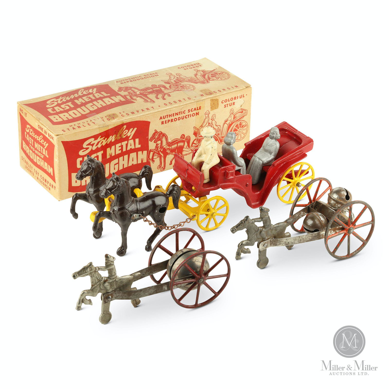 Stanley, Cast Metal Brougham & Two Horse Carts (1 of 13)