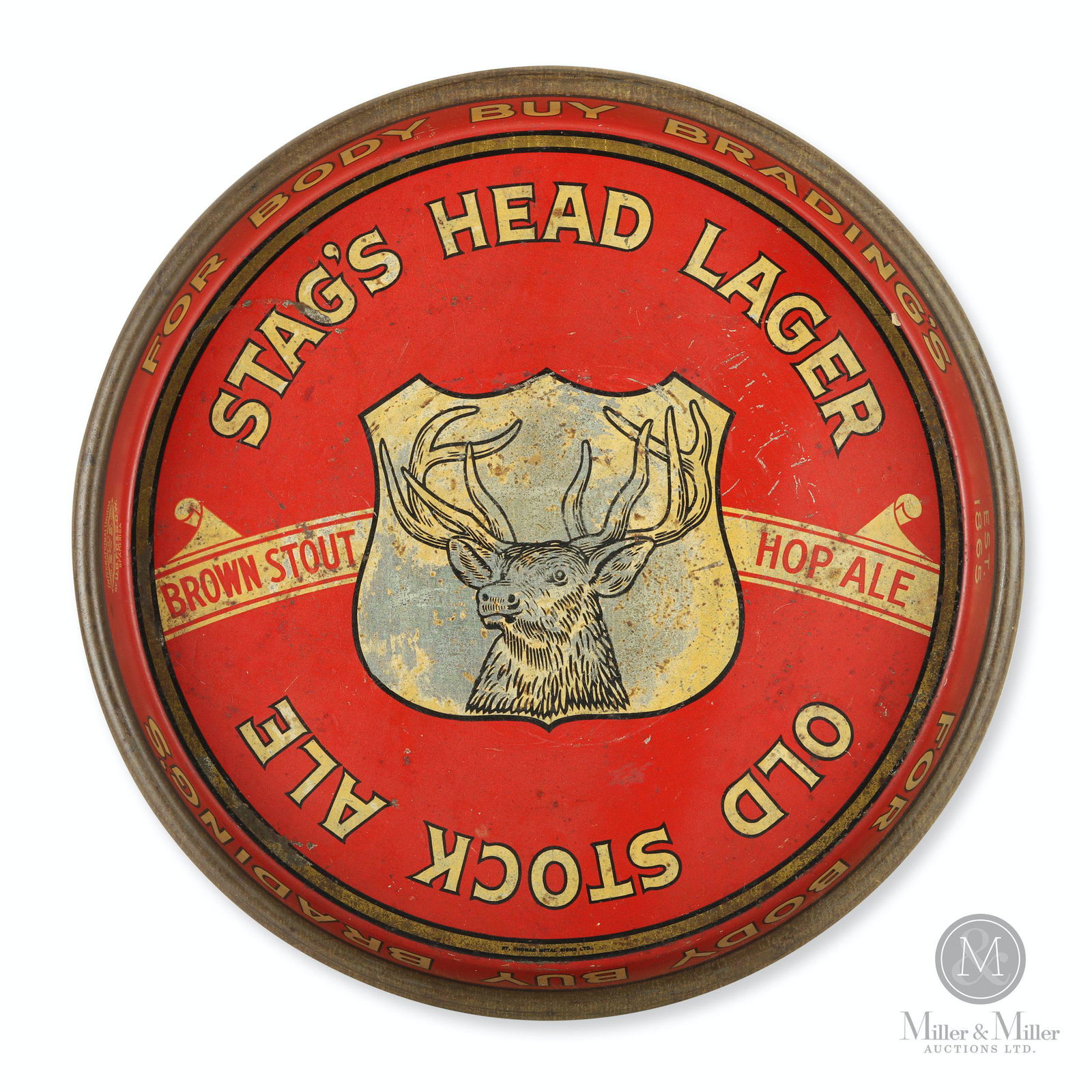 Brading's Stag's Head Tin Litho Beer Tray (1 of 9)