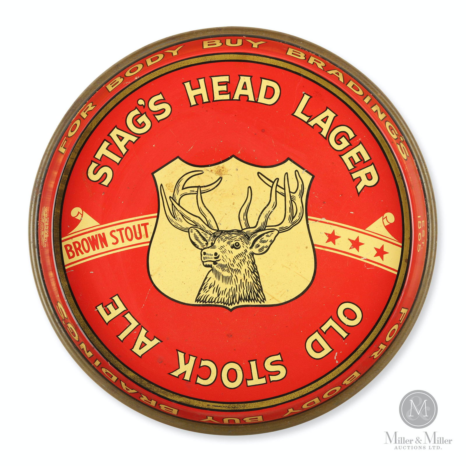 Brading's Stag's Head Tin Litho Beer Tray (1 of 9)
