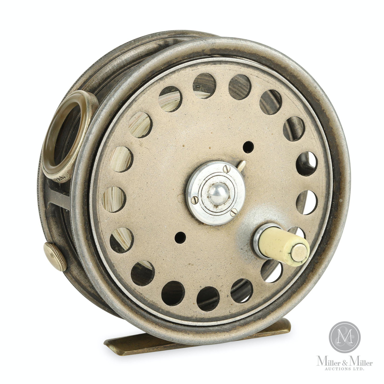 Hardy Bros., St. George Fly Reel: English. Stamped, "Hardy Bros Ltd. Alnwick, England / The "St. George" Reel / Pat No. 24245". 3 3/4" diameter. Mechanically functioning. Agate line guide exhibits two hairlines. Marty Osler collection