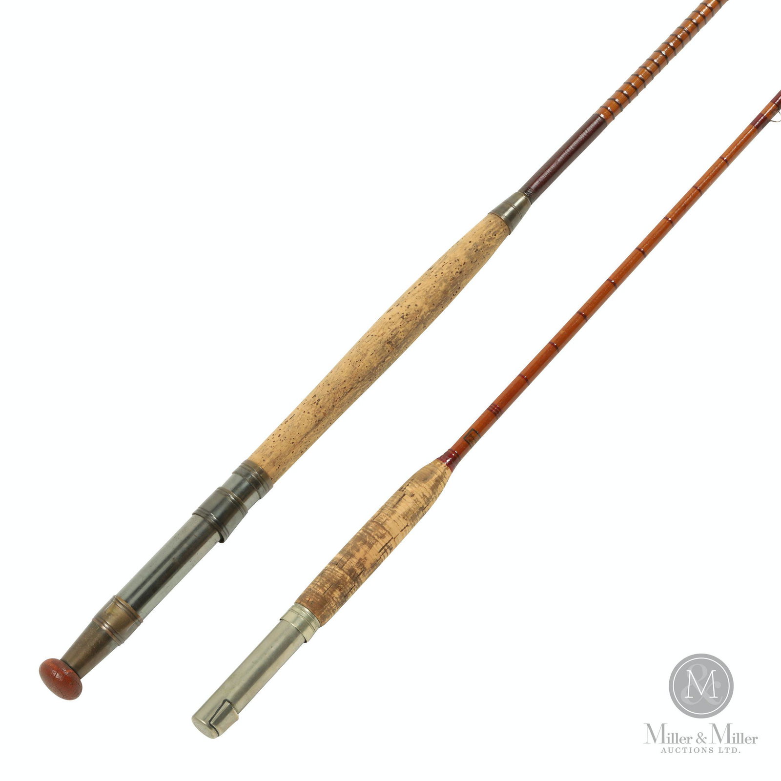 Fred Divine and Unknown Bamboo & Lacewood Fly Rods: Two (2). American. . Bamboo and Lacewood. Each retained in period sleeves, one with felt covered sheath. One marked, "The Divine Rod, Utica, New York". Each three-piece with additional tips. Unmarked 
