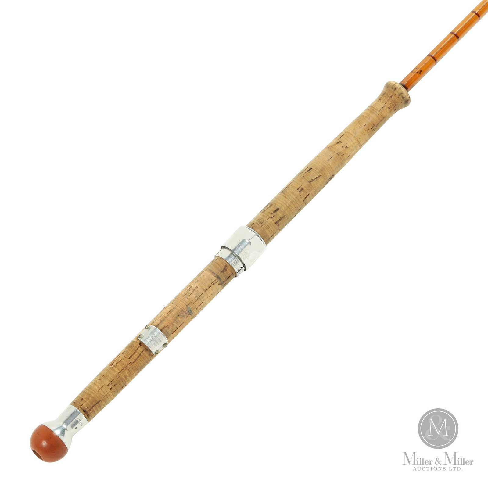 Hardy Bros., Palakona "The Wye" Bamboo Fishing Rod: Bamboo. Retained in Hardy's sleeve. Marked, "Hardy Bros Makers Ltd, Alnwick, England" / "The Wye / Palakona" above handle. Stamped with serial number "73752". Three-piece octagonal bamboo rod. Section