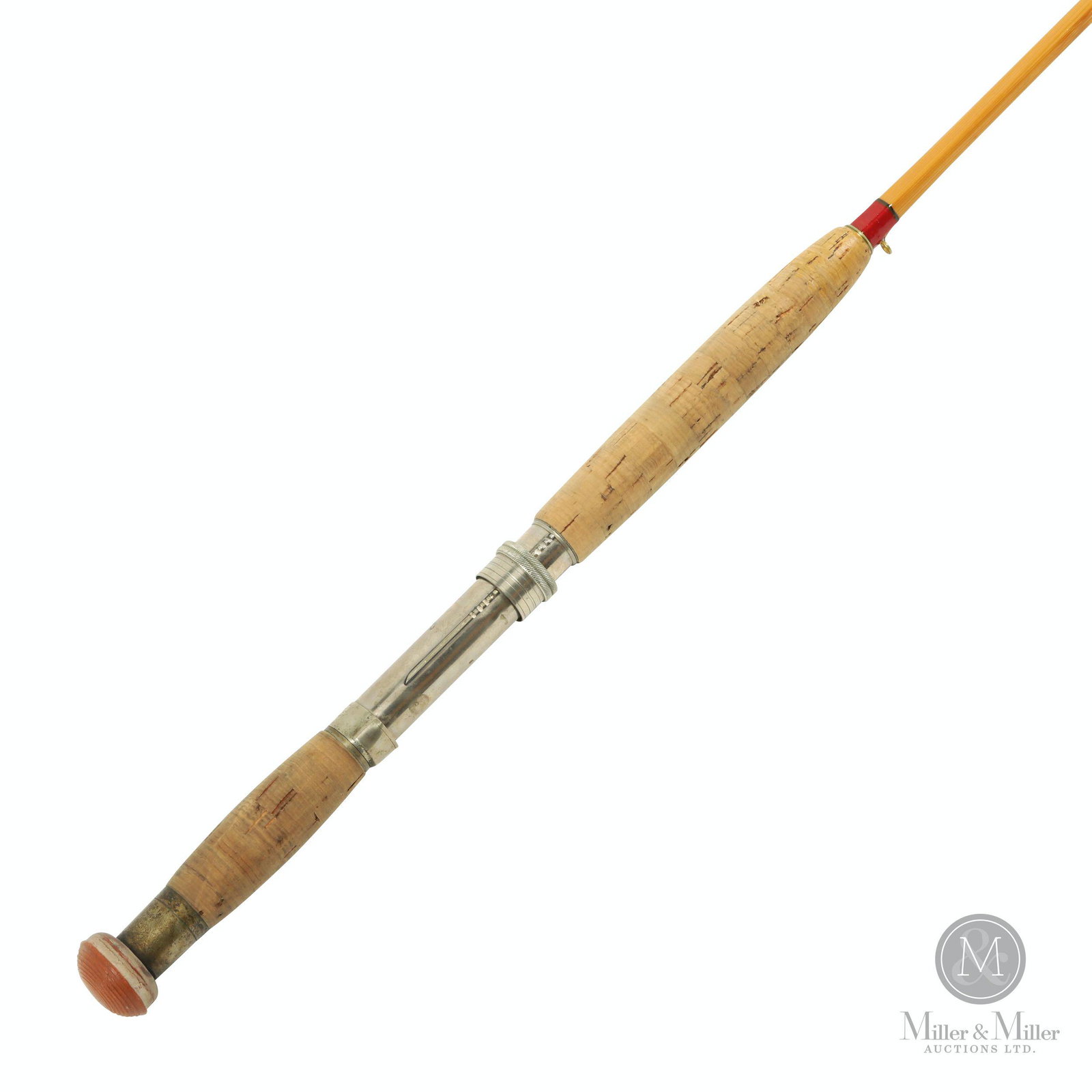 H.L. Leonard, Tournament Bamboo Fishing Rod: Bamboo. Retained in Leonard sleeve and aluminum travel tube. Marked, "Tournament / The Leonard Rod / H. L. Leonard Rod Co., Makers / Reg U.S. Pat. Off". Three-piece rod, 41 1/4", 36 1/2" and 36 1/2". 