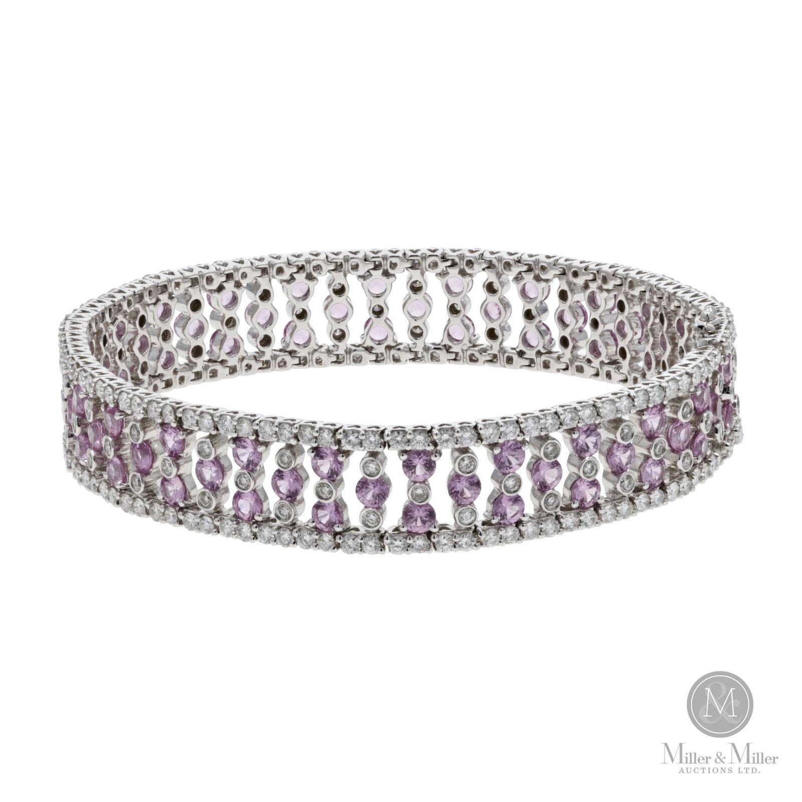 18K White Gold, Pink Sapphire and Diamond Bracelet (1 of 5)