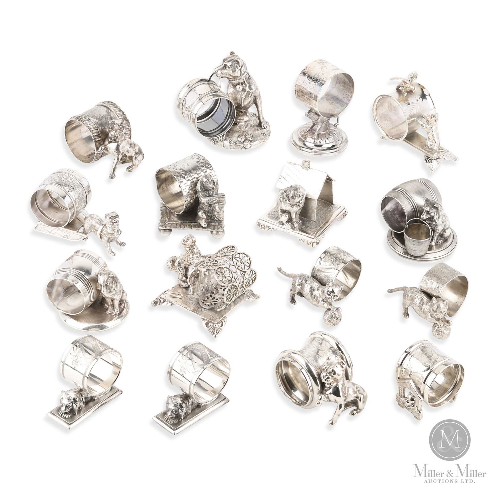 Silverplate Cat and Dog Figural Napkin Rings (1 of 16)