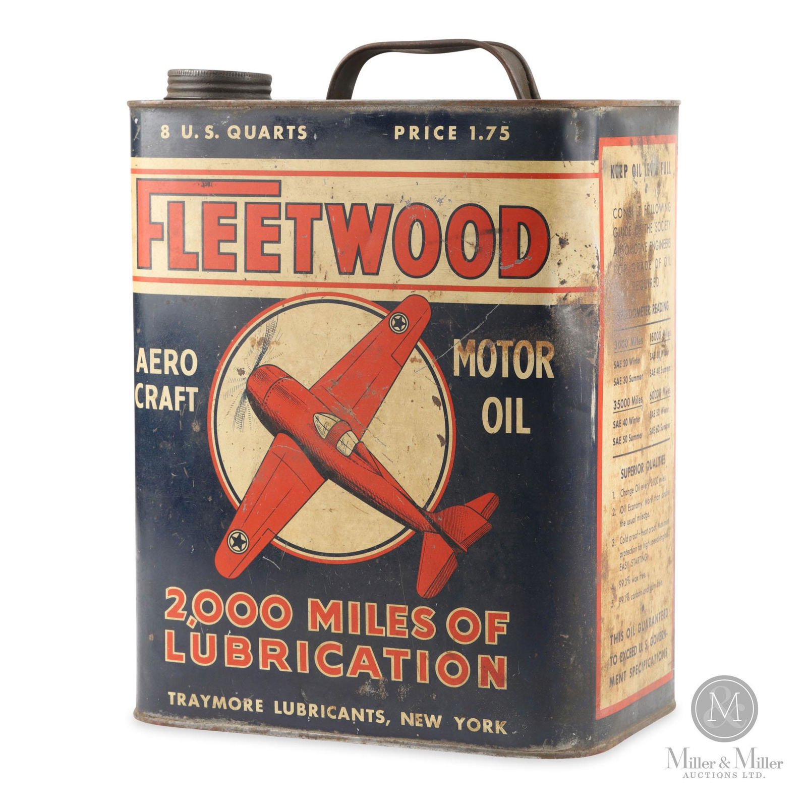 Fleetwood Aero Craft Motor Oil 5 Gallon Tin (1 of 8)