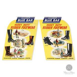 Dominion Rubber Footwear Counter Signs: Two (2). Canadian. 1940s. Each single sided cardboard (SSC) with easel back. Each 19" x 13.5".