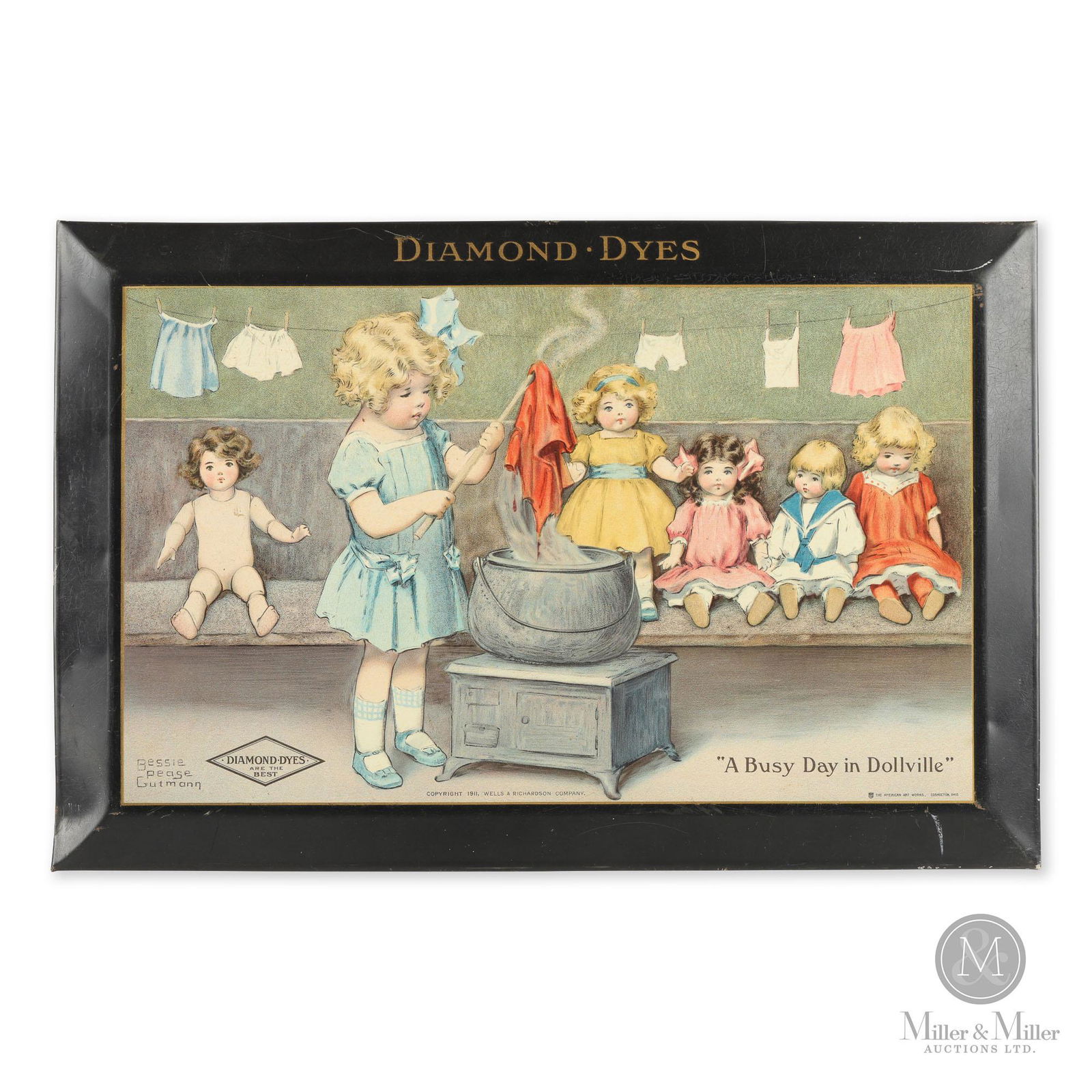 Diamond Dyes "A Busy Day in Dollville" Sign (1 of 8)