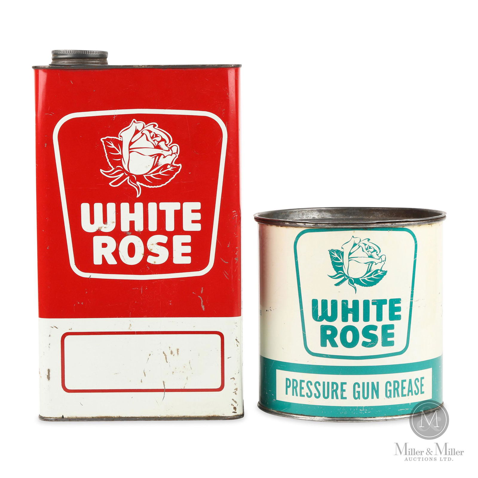 White Rose 1 Gallon Oil and 5 lb Grease Tins (1 of 6)