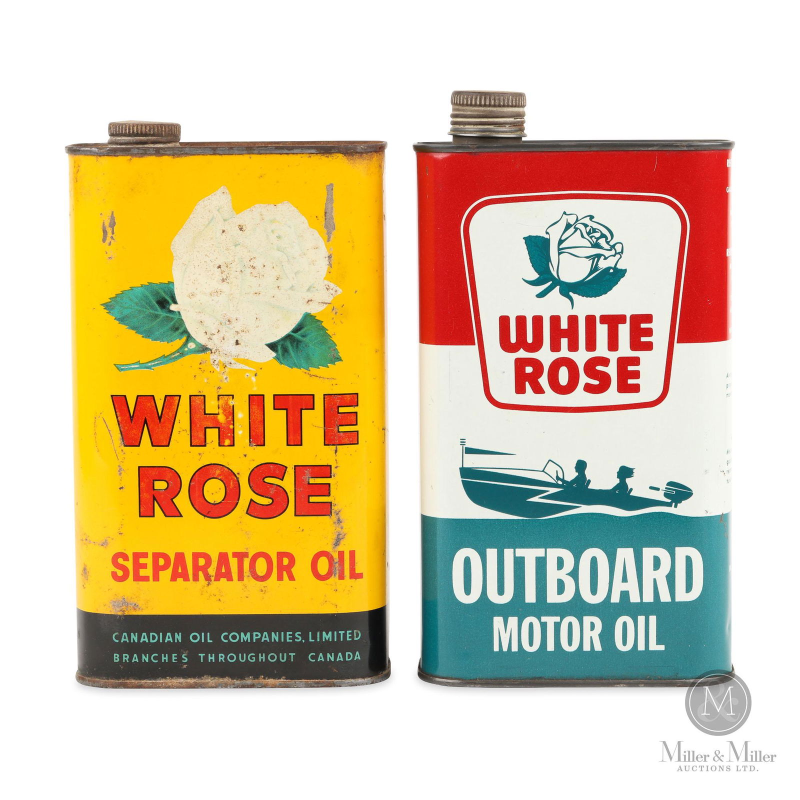 White Rose Outboard and Separator Oil Quart Tins (1 of 6)