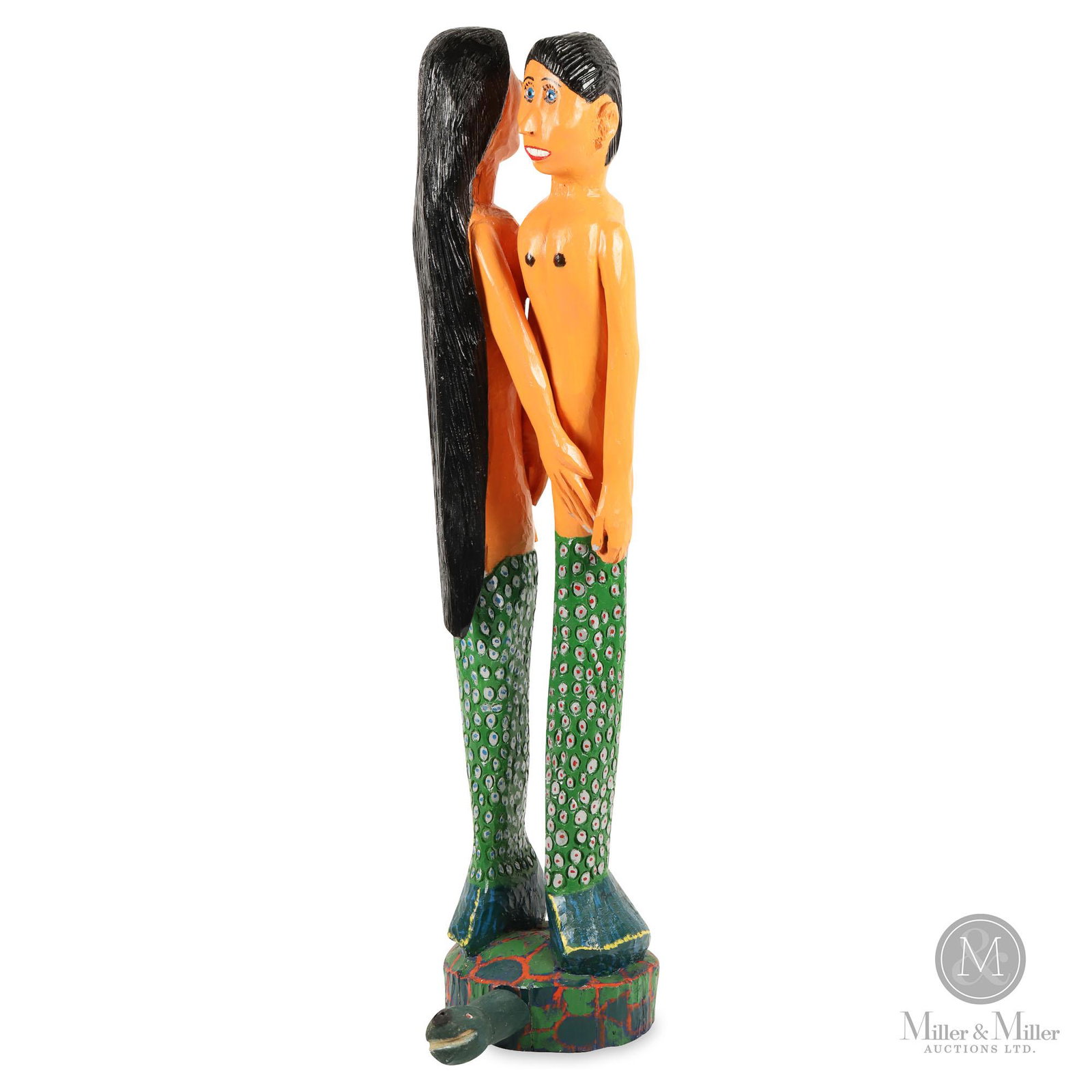 Merman And Mermaid Couple by Bradford Naugler: Canadian. Ca: 1990. In the early 1990s, Nova Scotiaâ€™s Bradford Naugler (1948 - ) created this â€œMermaid, with Merman" standing on a turtle which was later included in the 2007 Canadian/US 