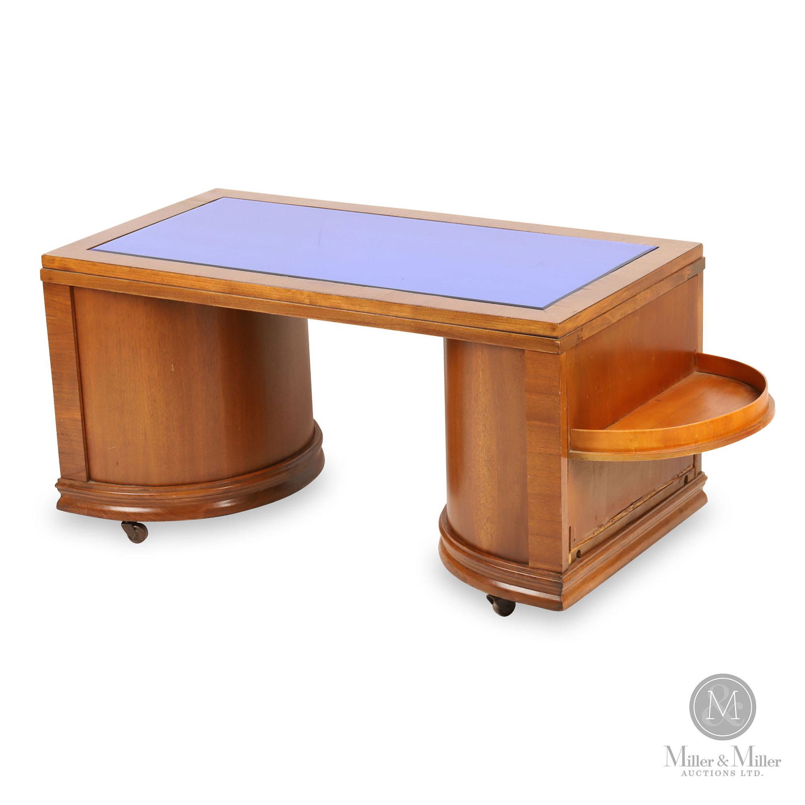 Art Deco Blue Mirror Top Side Table (1 of 10)