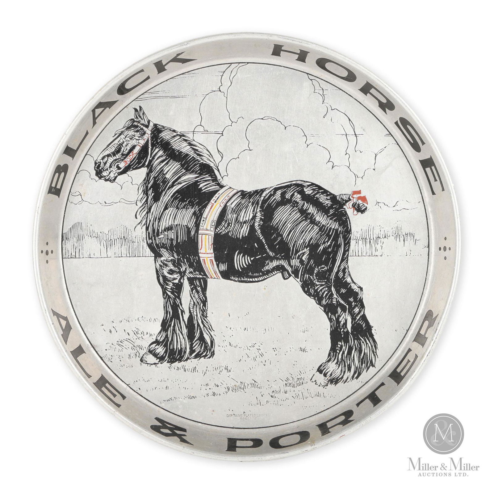 Dawes Black Horse Stamped Aluminum Beer Tray