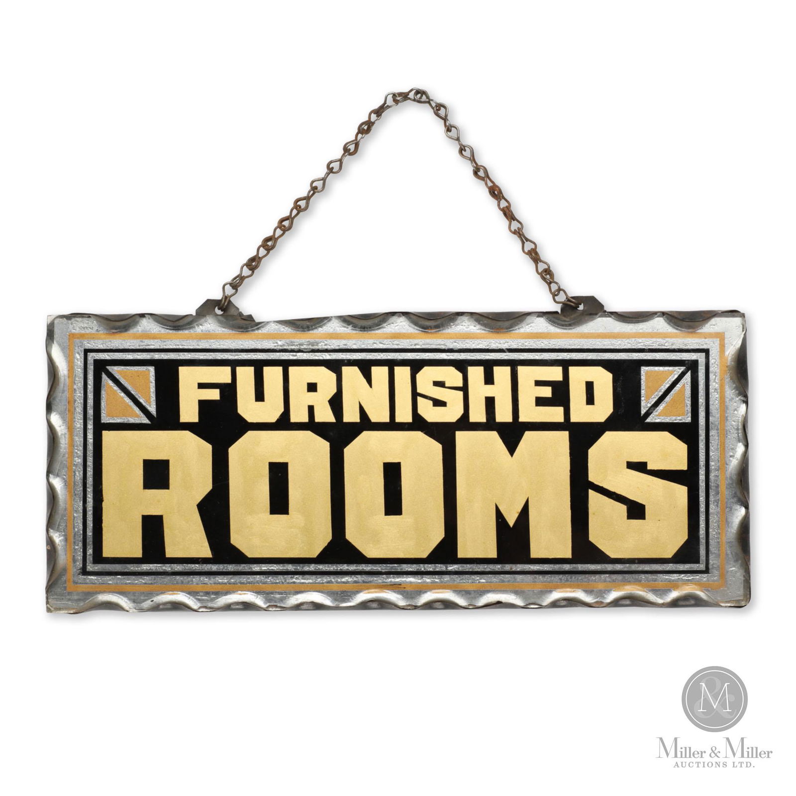 Furnished Rooms Reverse Foil Glass Sign (1 of 4)