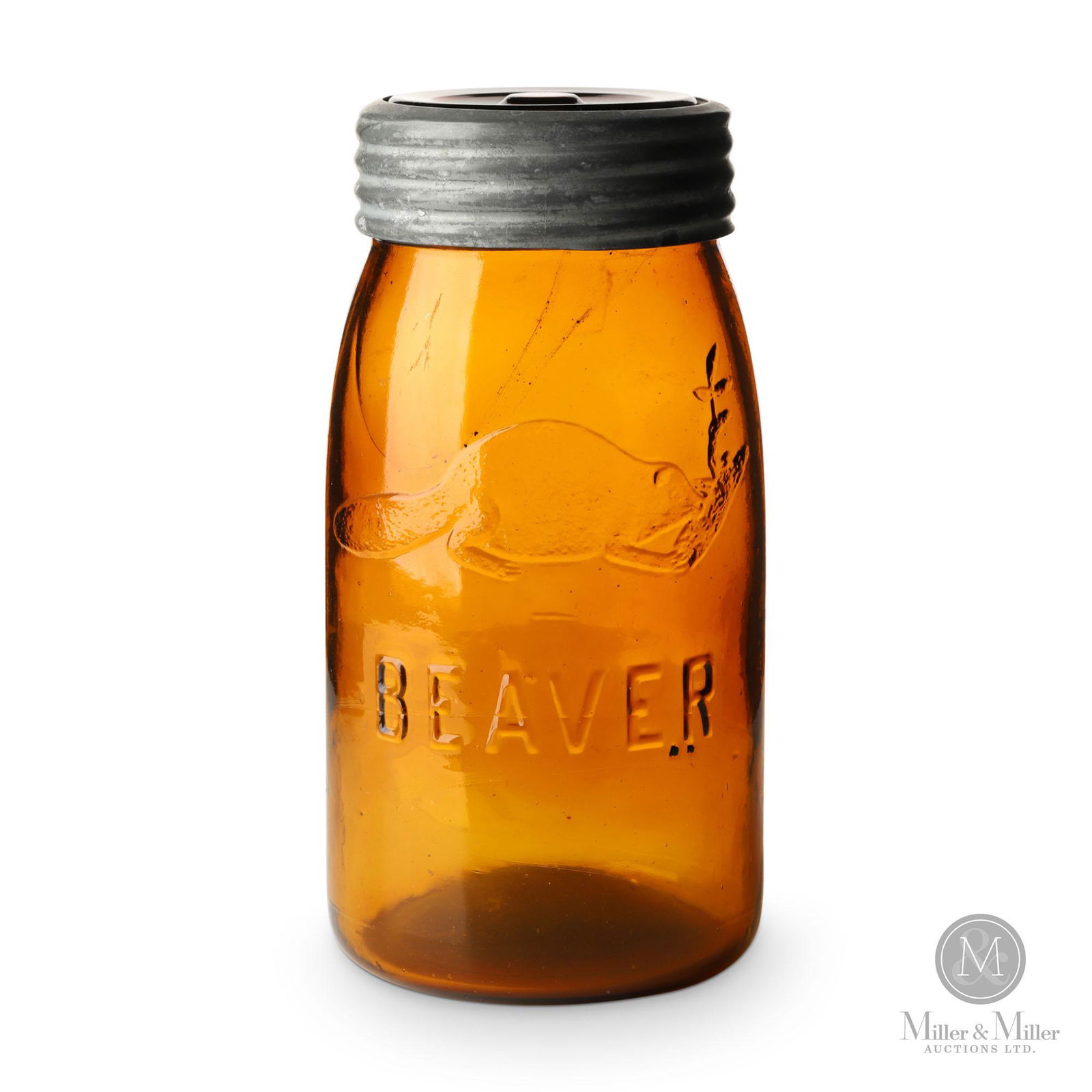 Beaver Amber Quart Fruit Jar (0054) on Jan 21, 2023 Miller & Miller