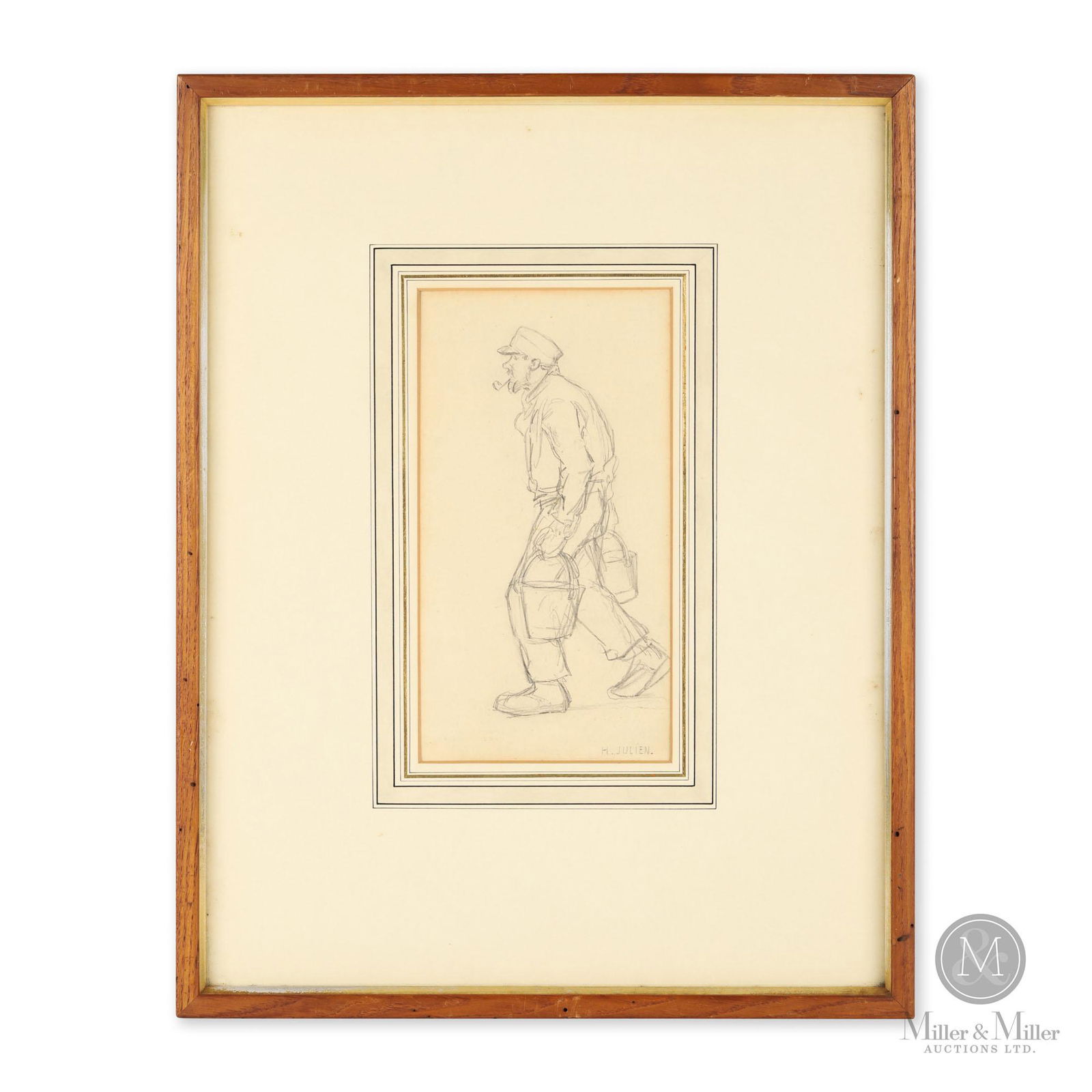 Habitant Man Carrying Pails by Octave-Henri Julien (1 of 5)