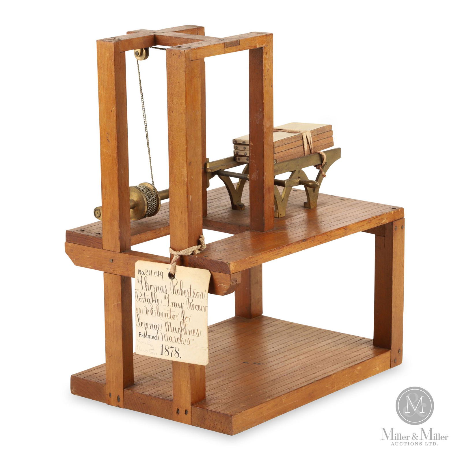 T. Robertson's Portable Tray Receiver & Elevator Patent Model (1 of 8)