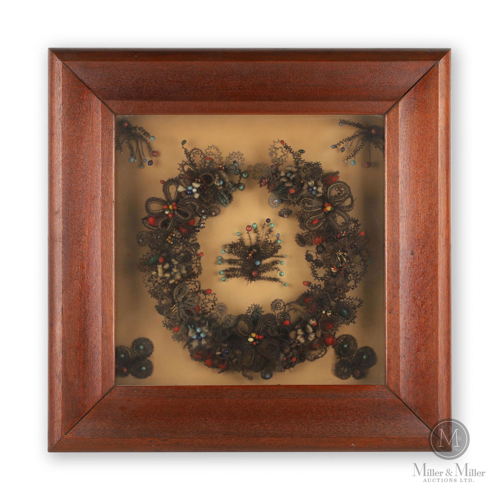 19th century Hair Wreath Shadow Box (1 of 6)