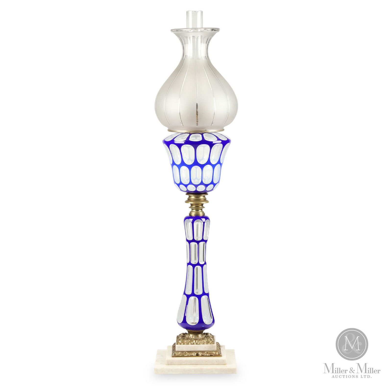Cobalt Double Overlay Kerosene Stand lamp (1 of 13)