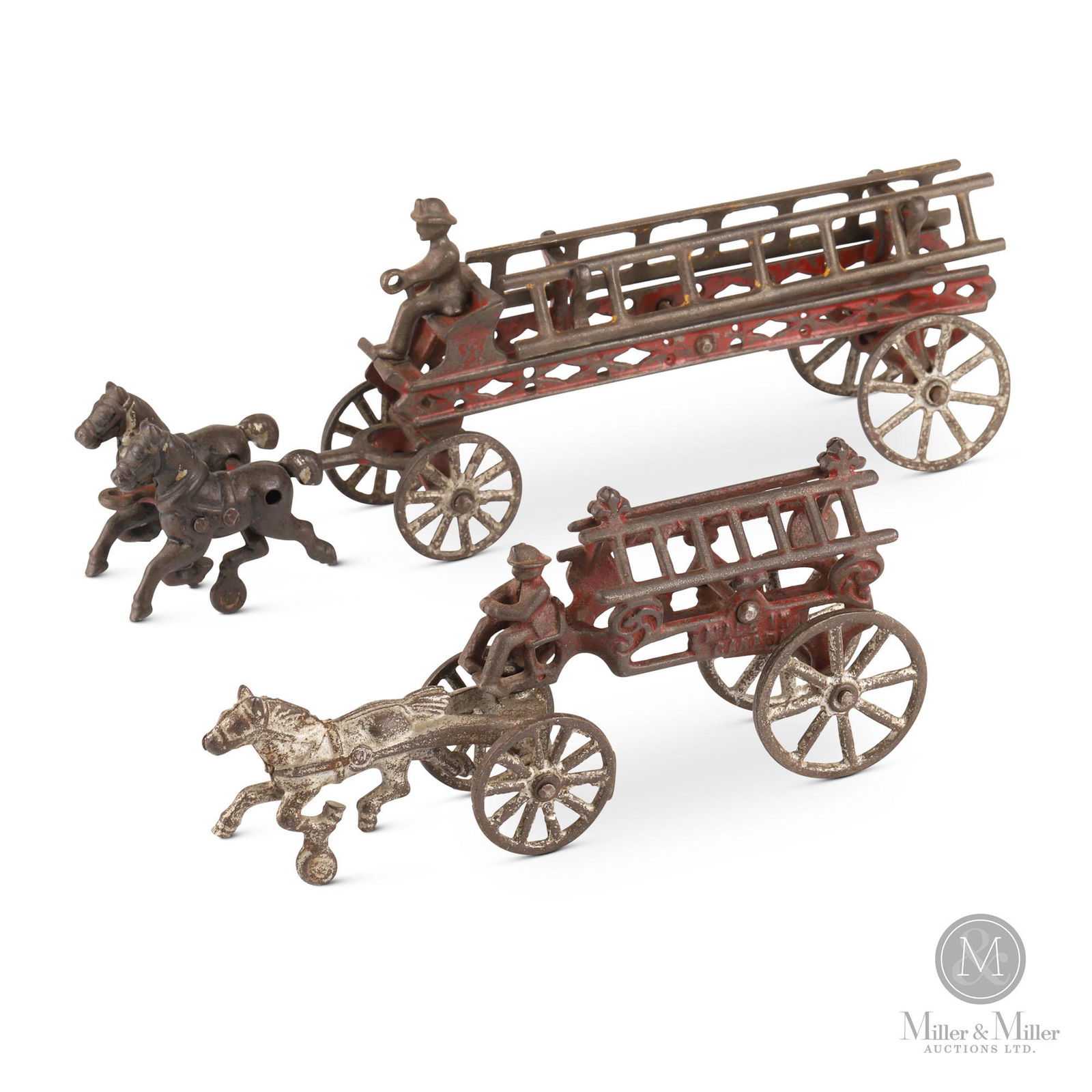 Canadian Cast Iron Horse Drawn Fire Ladder Wagons (1 of 10)