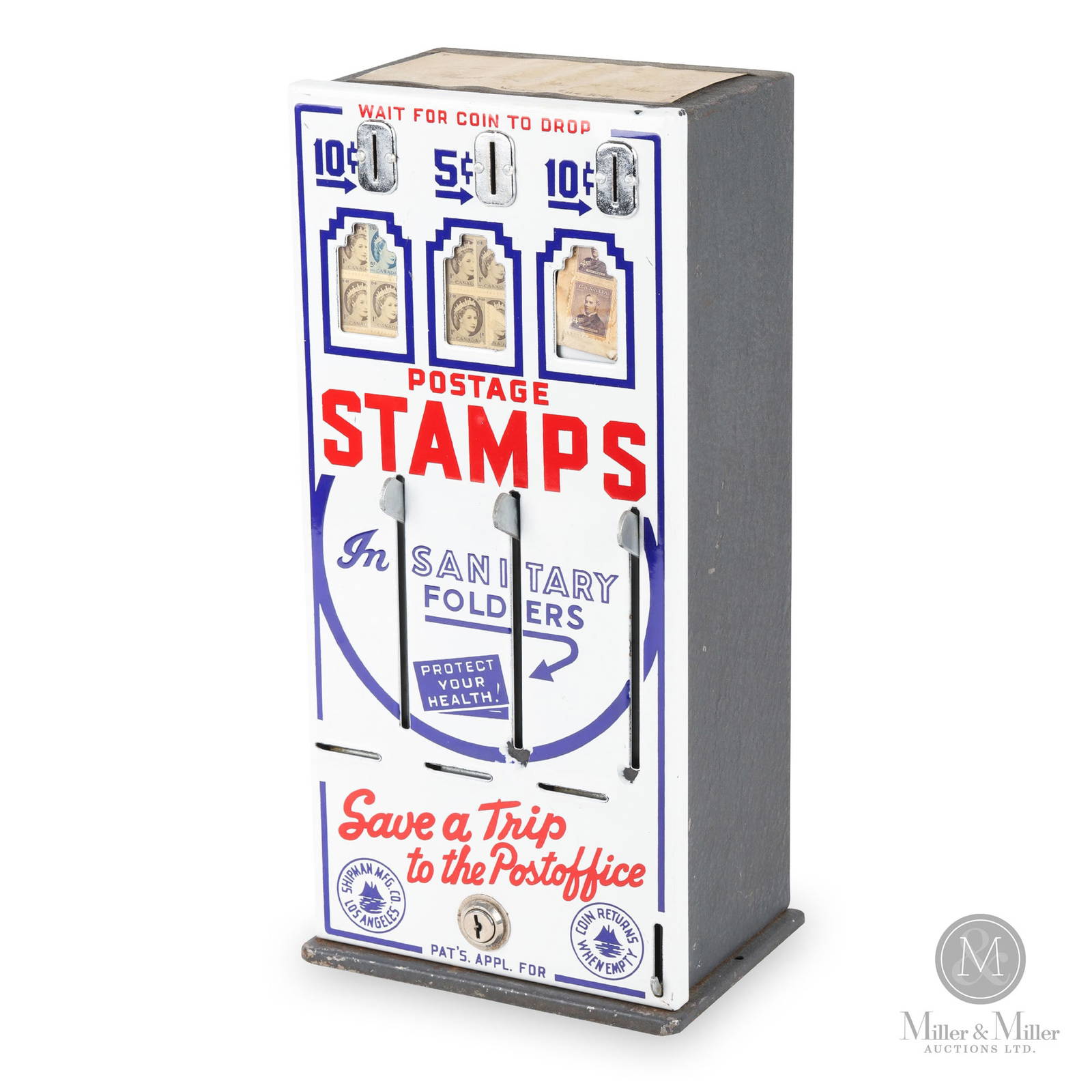 Shipman Mfg Co. Postage Stamp Vending Machine Auction